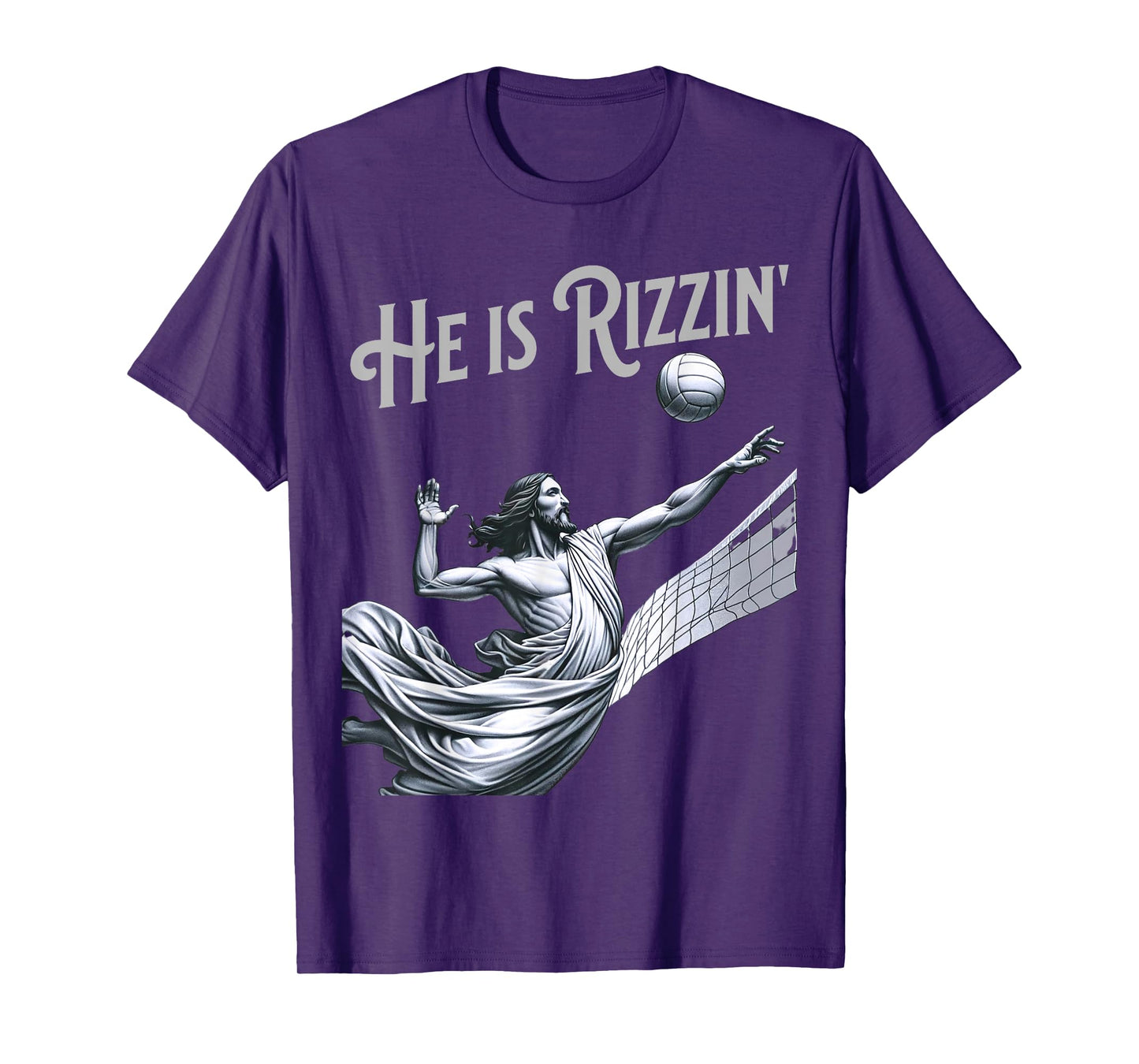 He is Rizzin Jesus Playing Volleyball Funny Sports Rizz T-Shirt