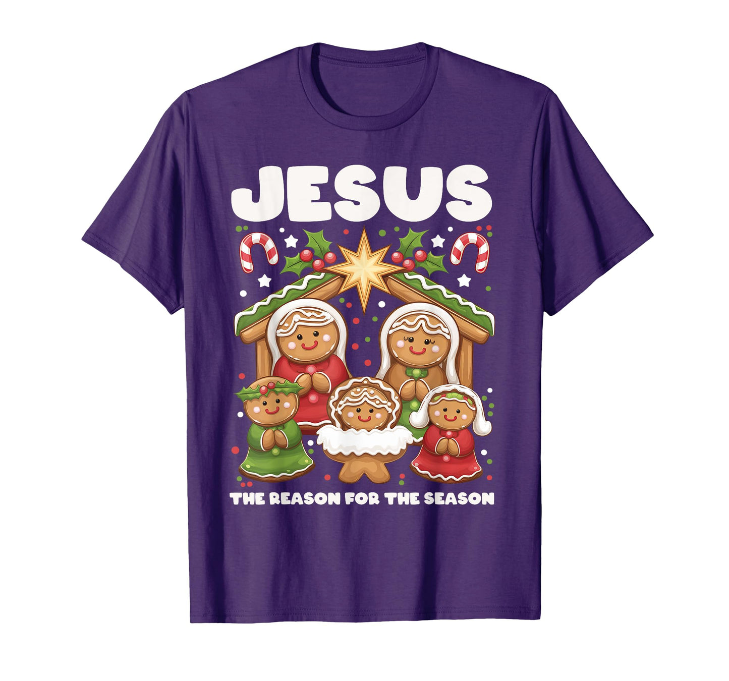 Jesus The Reason Gingerbread Christmas Christian Nativity T-Shirt