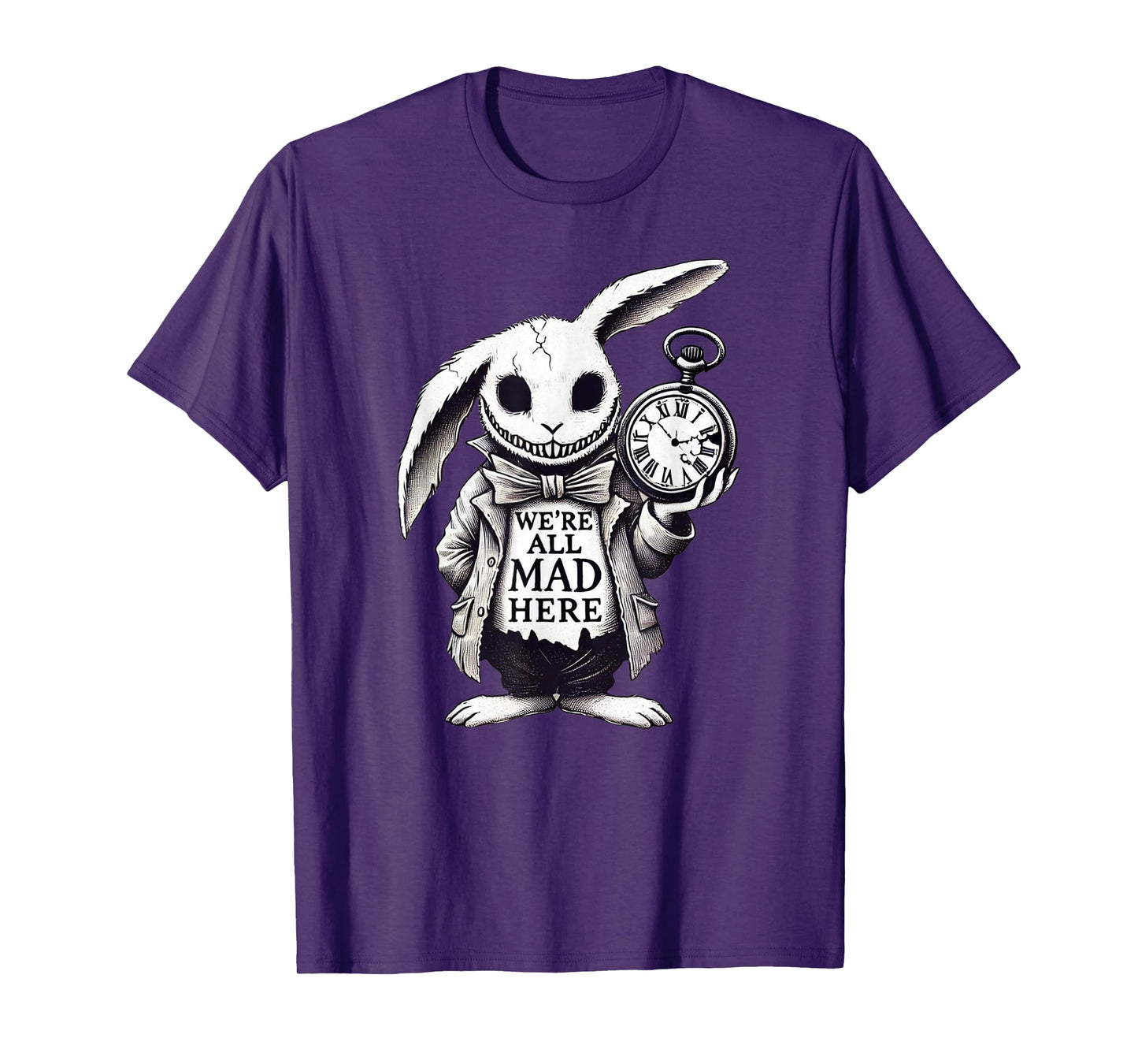 Alice in Wonderland - We're All Mad Here Rabbit Hatter Quote T-Shirt