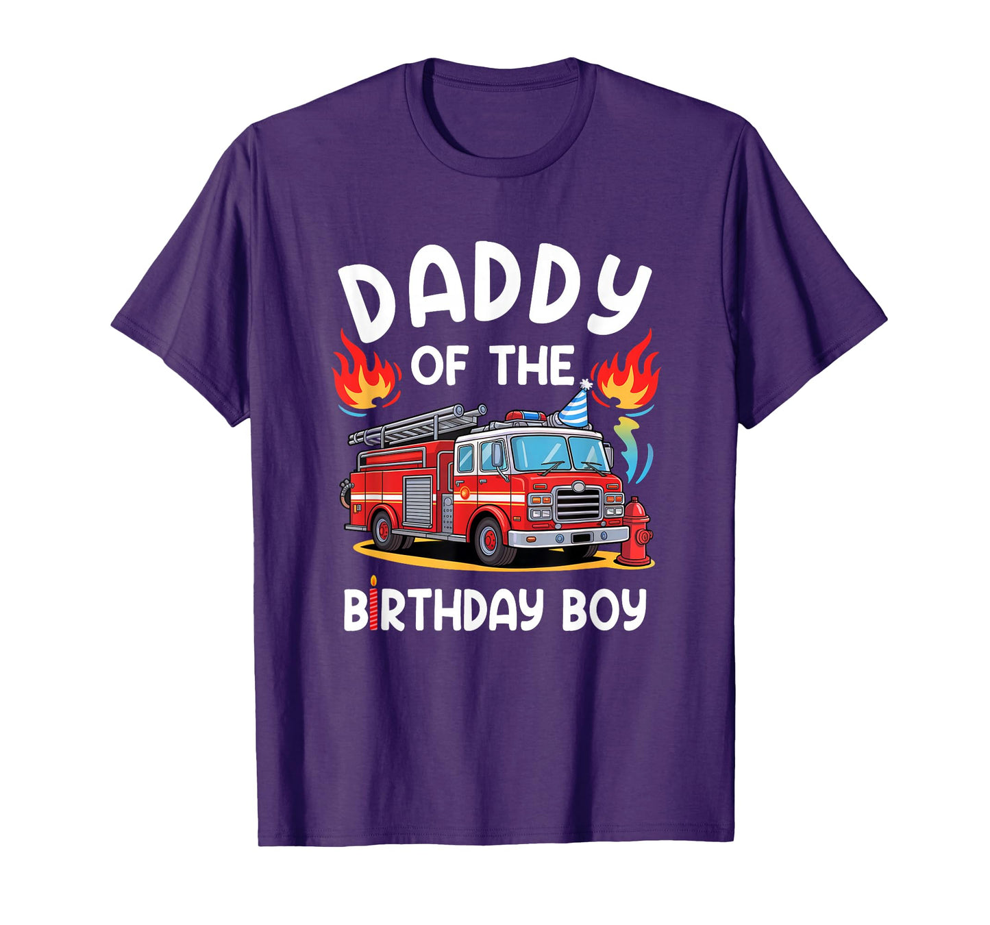 Daddy Of The Birthday Boy Fire Truck Firefighter 1St Party T-Shirt
