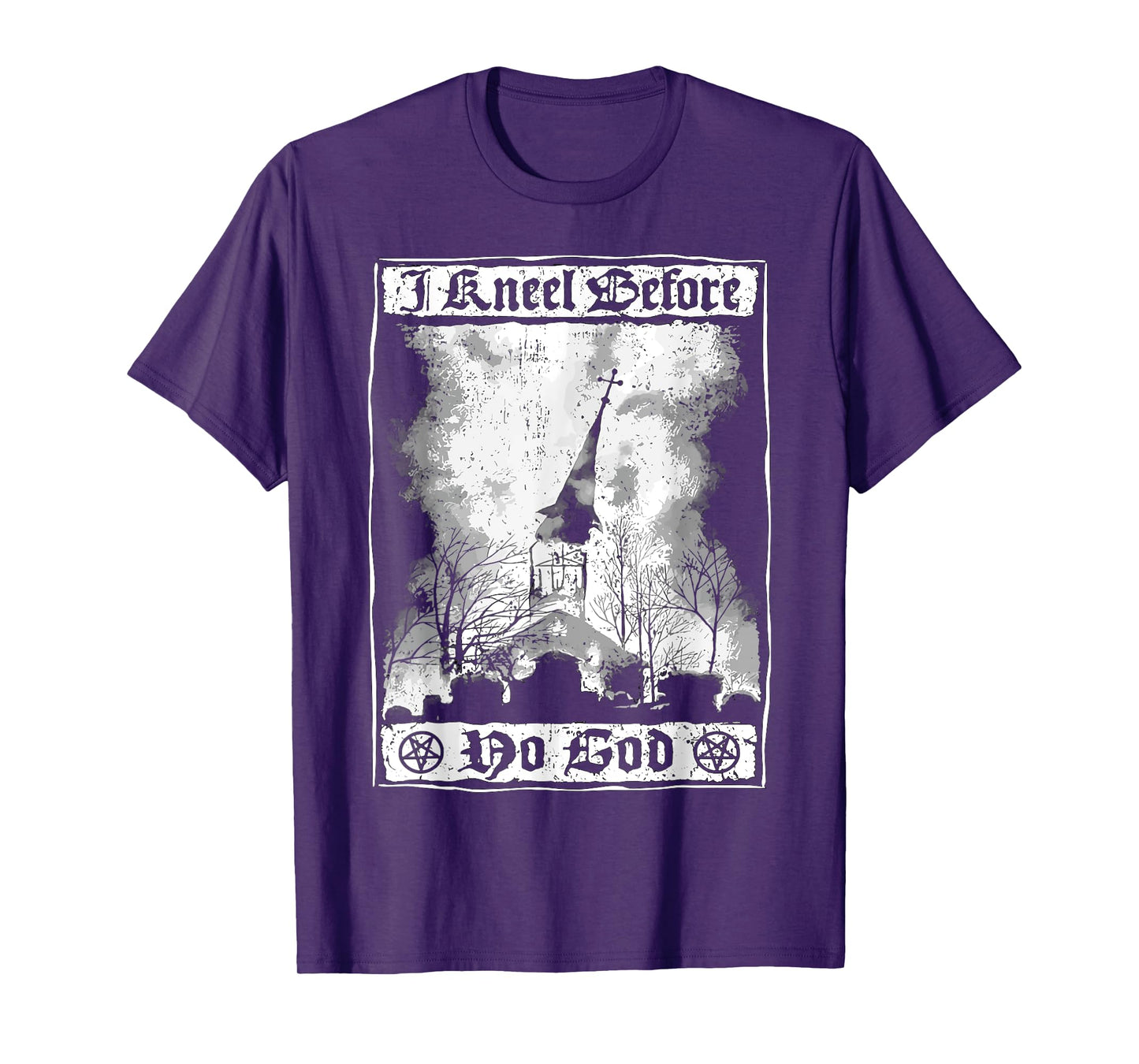 I kneel before no God Atheist Burning Church Anti Christ T-Shirt