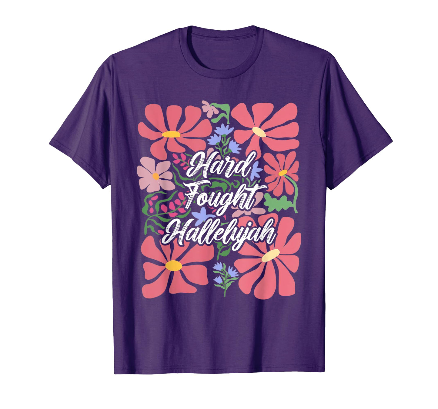 Boho Retro Christian Hard Fought Hallelujah Men Women T-Shirt