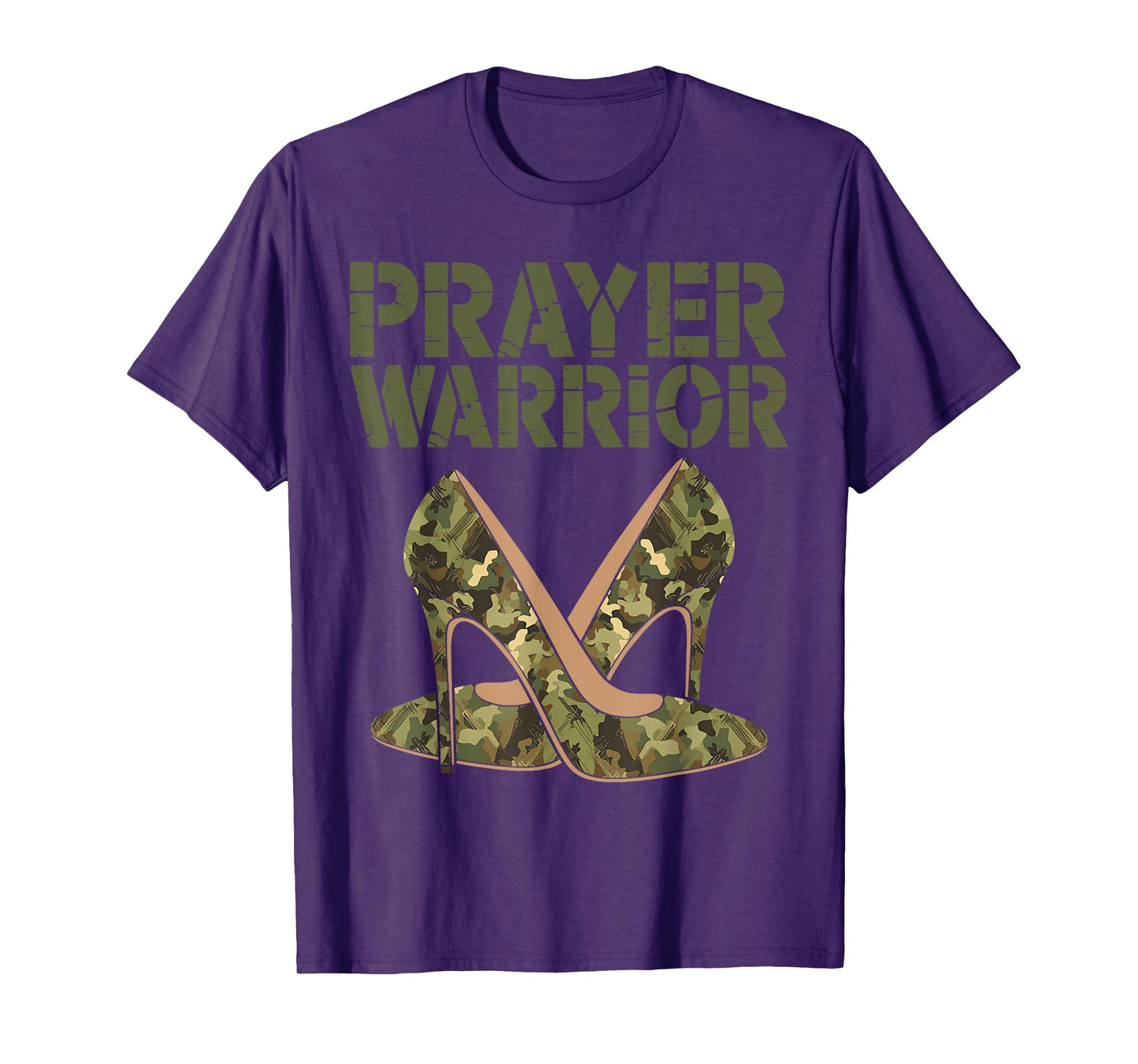 Camo Heels Prayer Warrior Faith God Jesus Christian Women T-Shirt