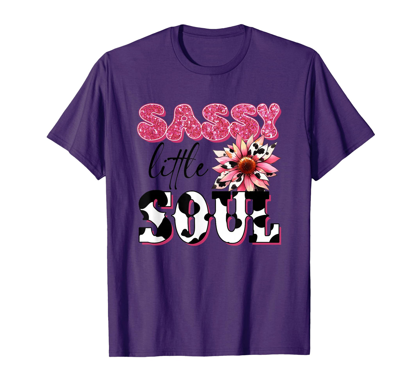 Sassy Little Soul Glittery Floral Cow Print T-Shirt