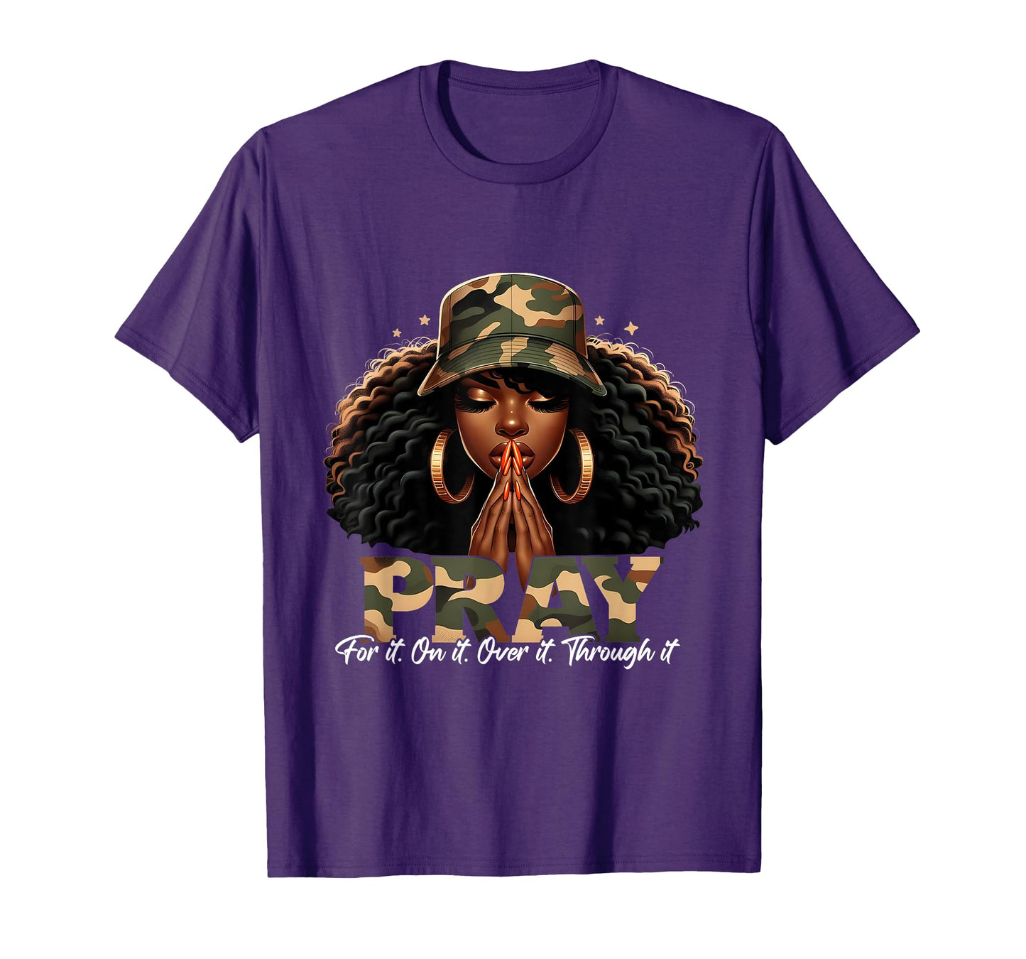 Faith Camo Pray Christian Inspirational Black Woman T-Shirt