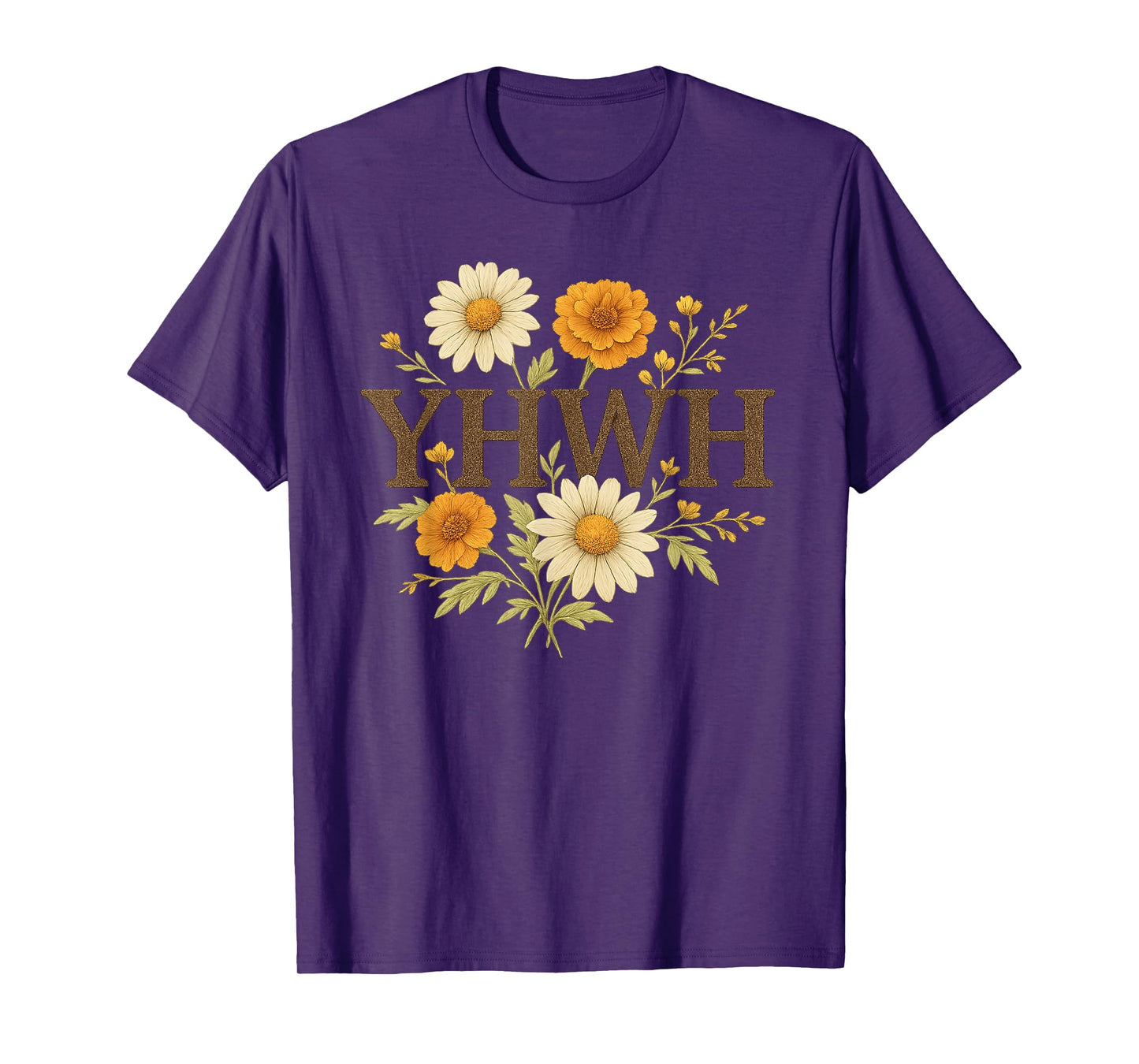YHWH Floral Name of God Christian Faith T-Shirt