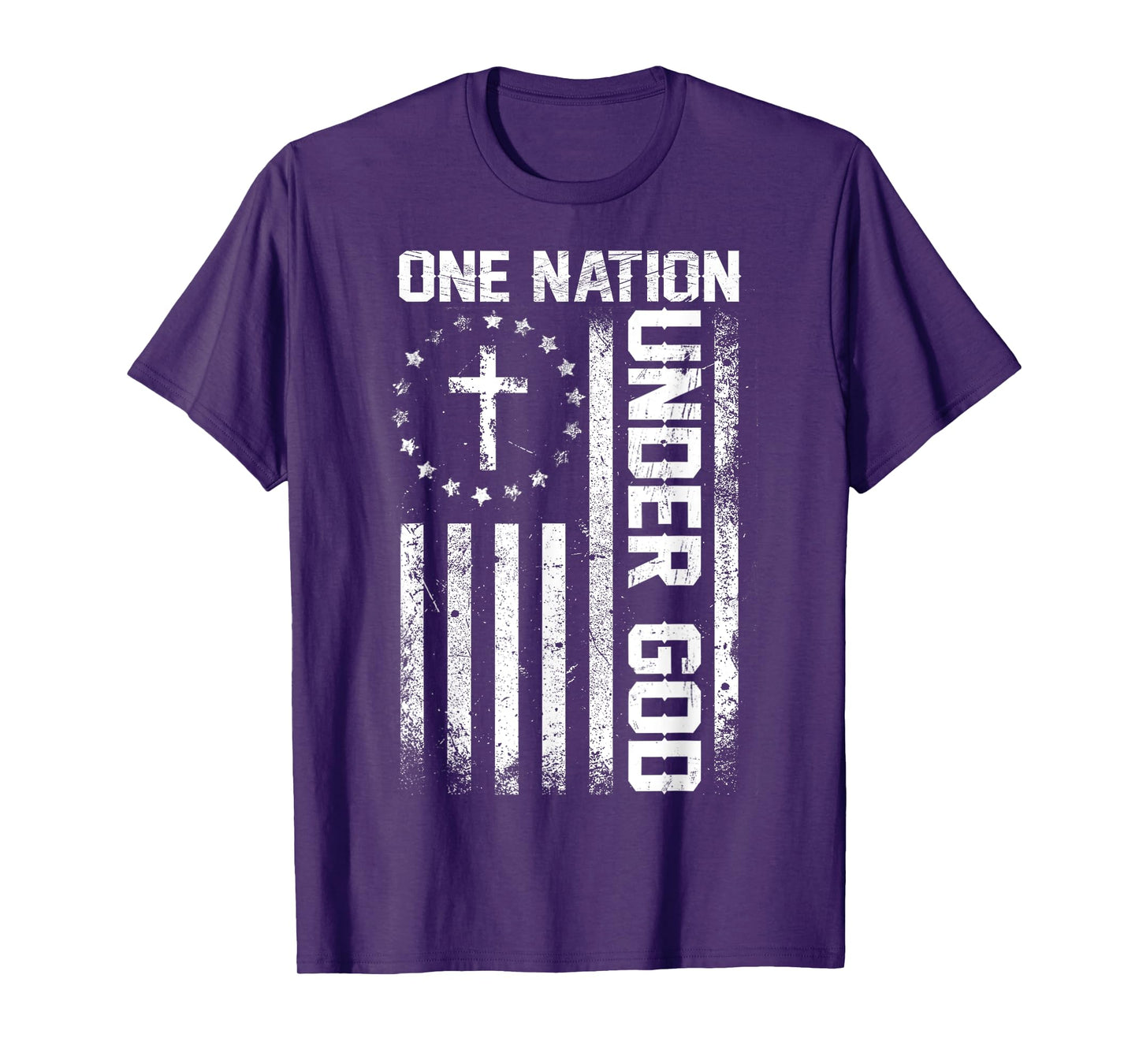 One Nation Under God Flag 4th Of July Patriotic Christian T-Shirt