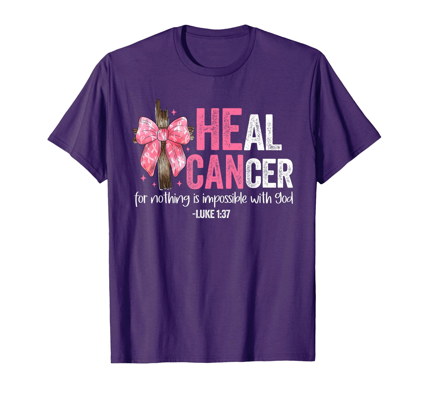 Heal Cancer Believe God Christian Breast Cancer Awareness T-Shirt