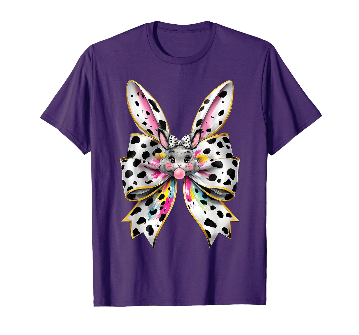 Cute Easter Bunny Face Coquette Bow Easter Day Girls Women T-Shirt