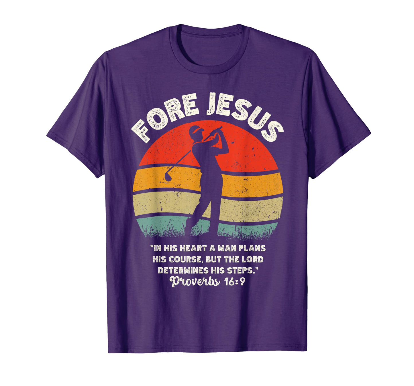 FORE Jesus Christian Golf Retro 70s Religious Golfing Men's T-Shirt