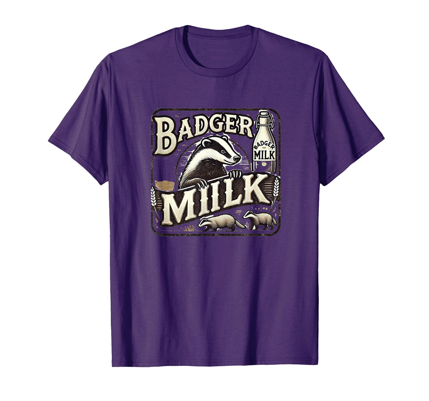 Funny Animal Badger Milk Vintage Advertising T-Shirt