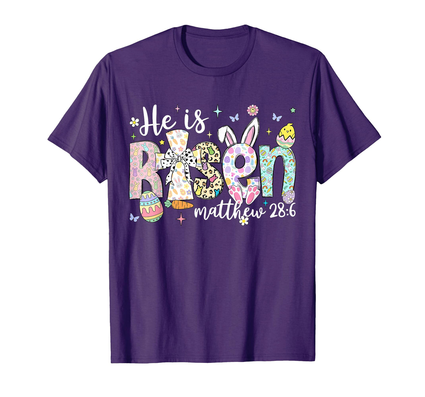 He is Risen Jesus Christian Happy Easter Women Kids Girls T-Shirt