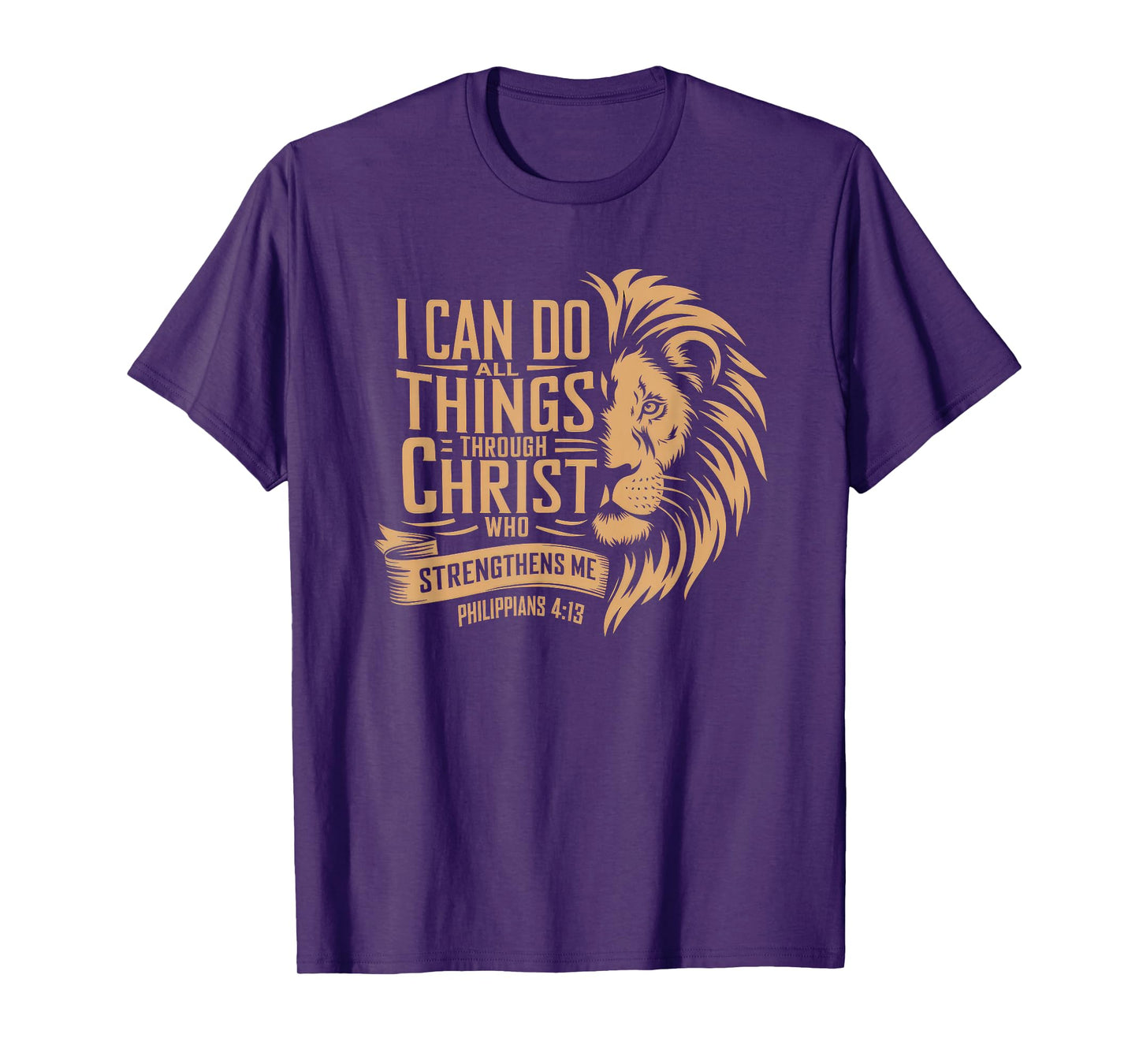 Christian Tshirt Philippians 4:13 Religious Lion Strengthens T-Shirt
