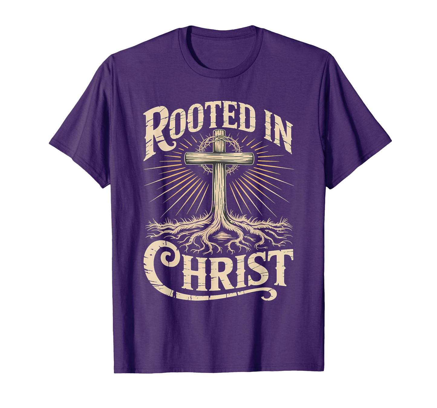 Rooted in Christ Jesus Christian Faith Cross T-Shirt