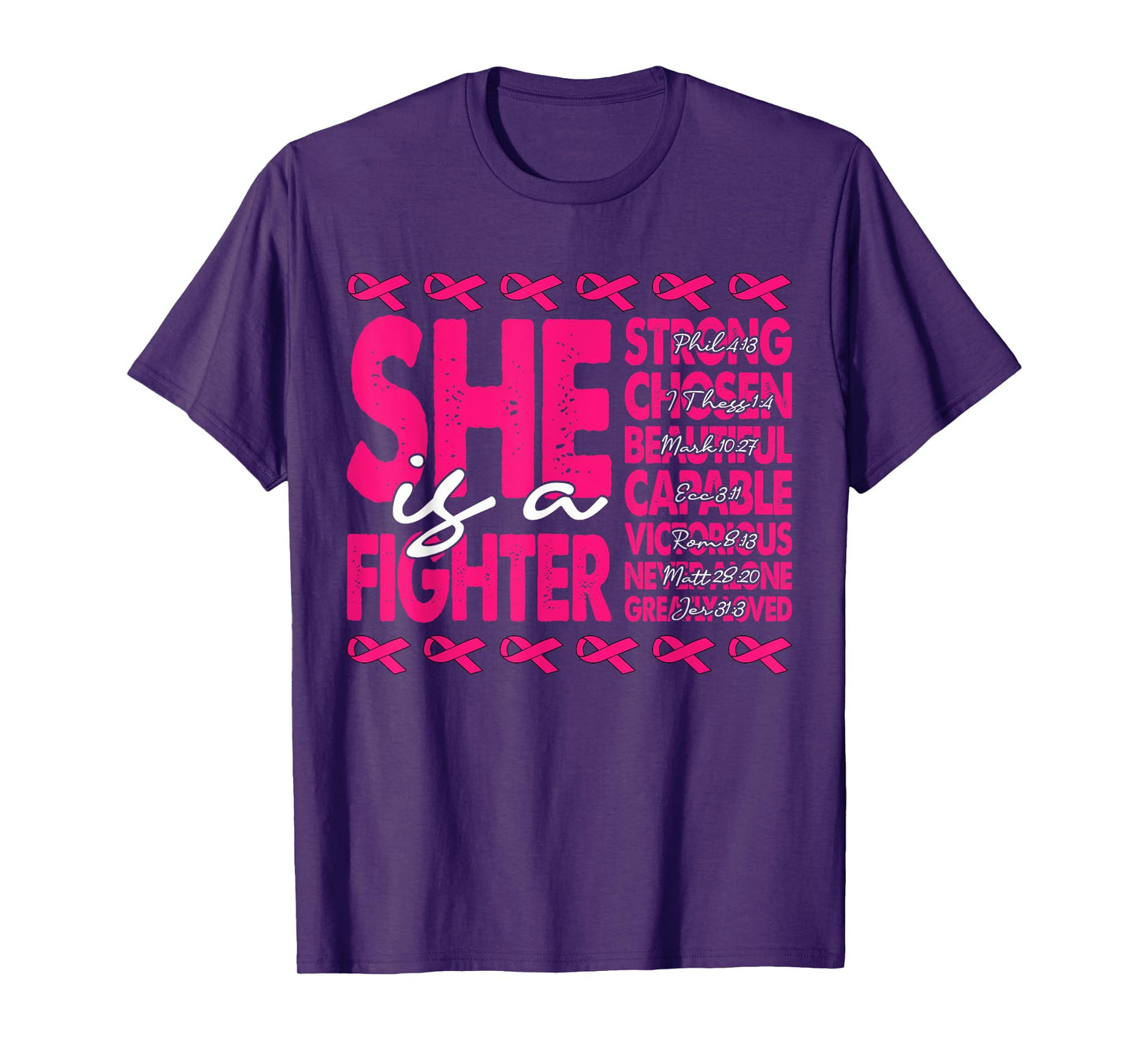 She is A Fighter Christian Women Breast Cancer Warrior Wear T-Shirt