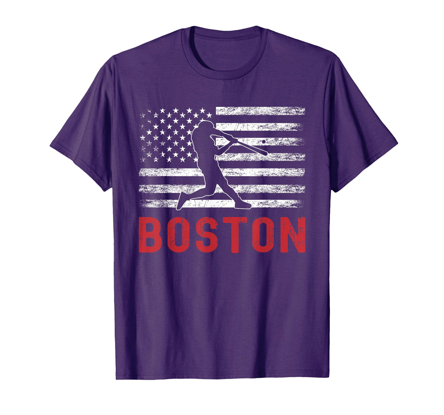 Boston Massachusetts American Flag Baseball Weathered T-Shirt