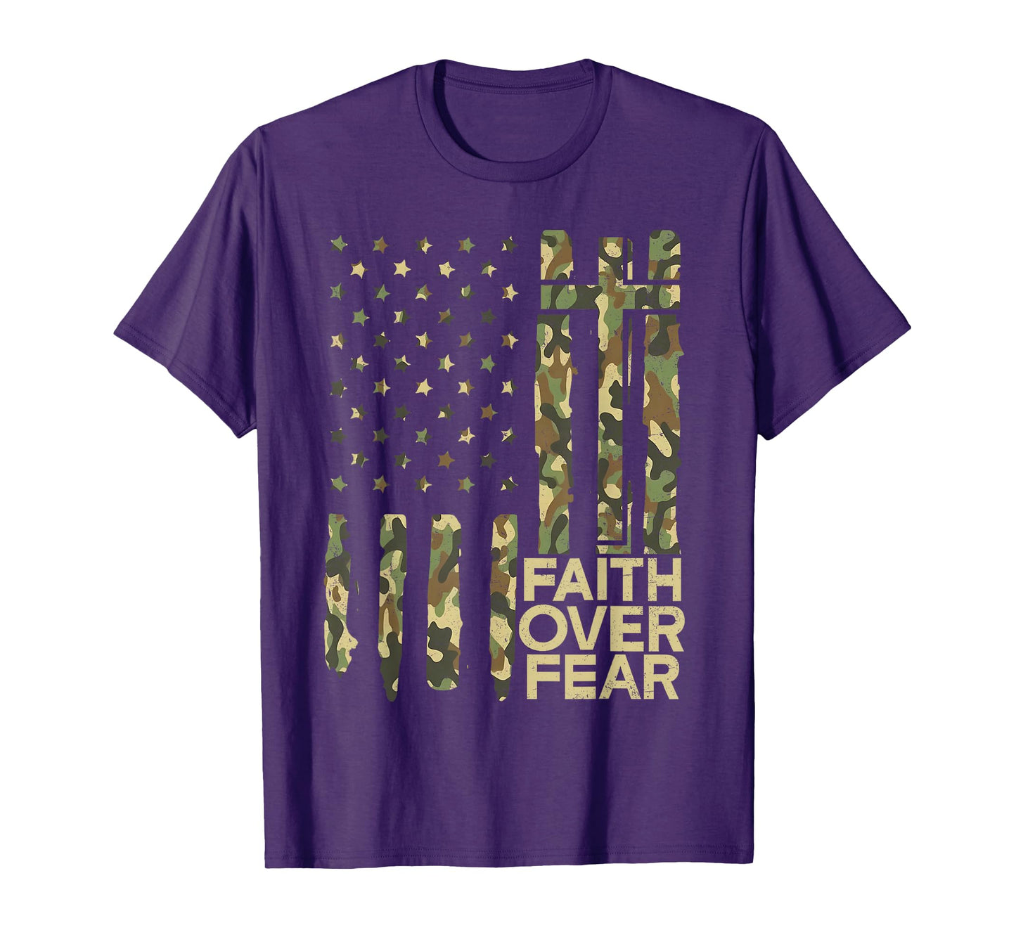 Jesus Faith Over Fear Cross Bible Religious Verse Christian T-Shirt