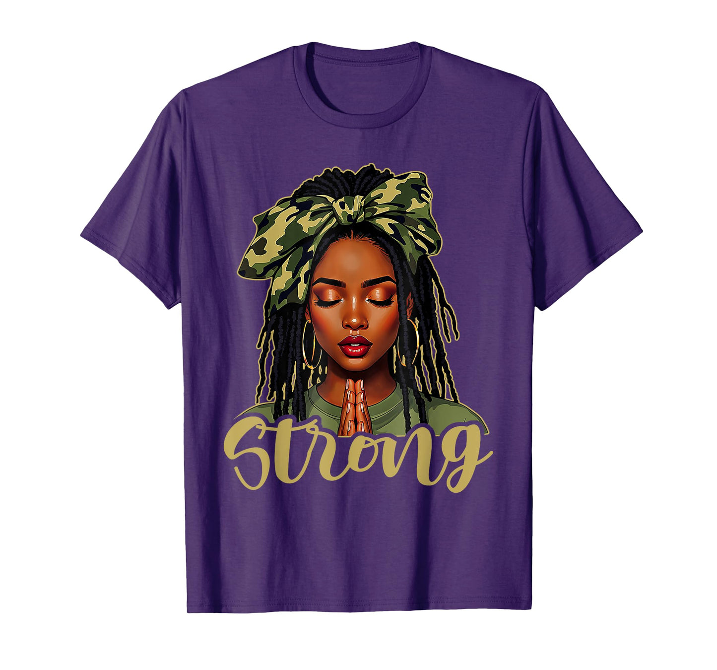 Strong Black Woman Praying Afro African American Christian T-Shirt