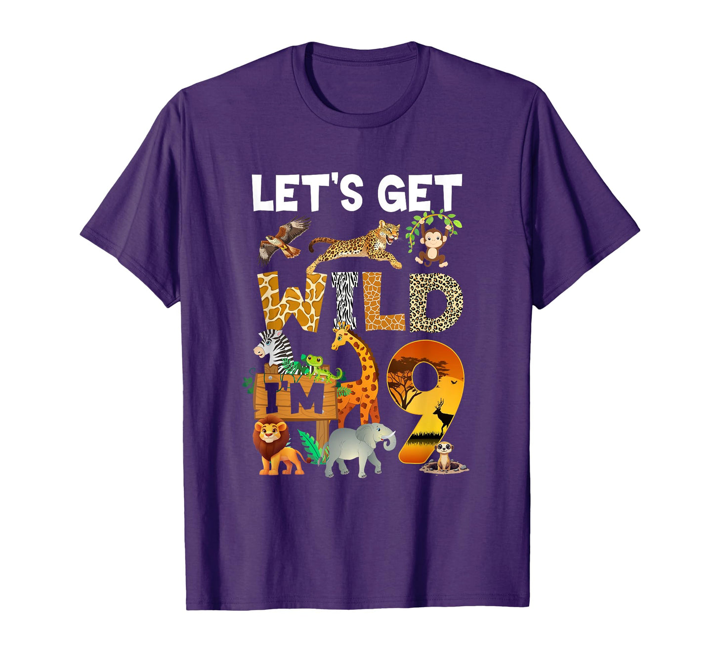 9 Year Old Zoo Birthday Safari Jungle Animal 9Th Bday T-Shirt