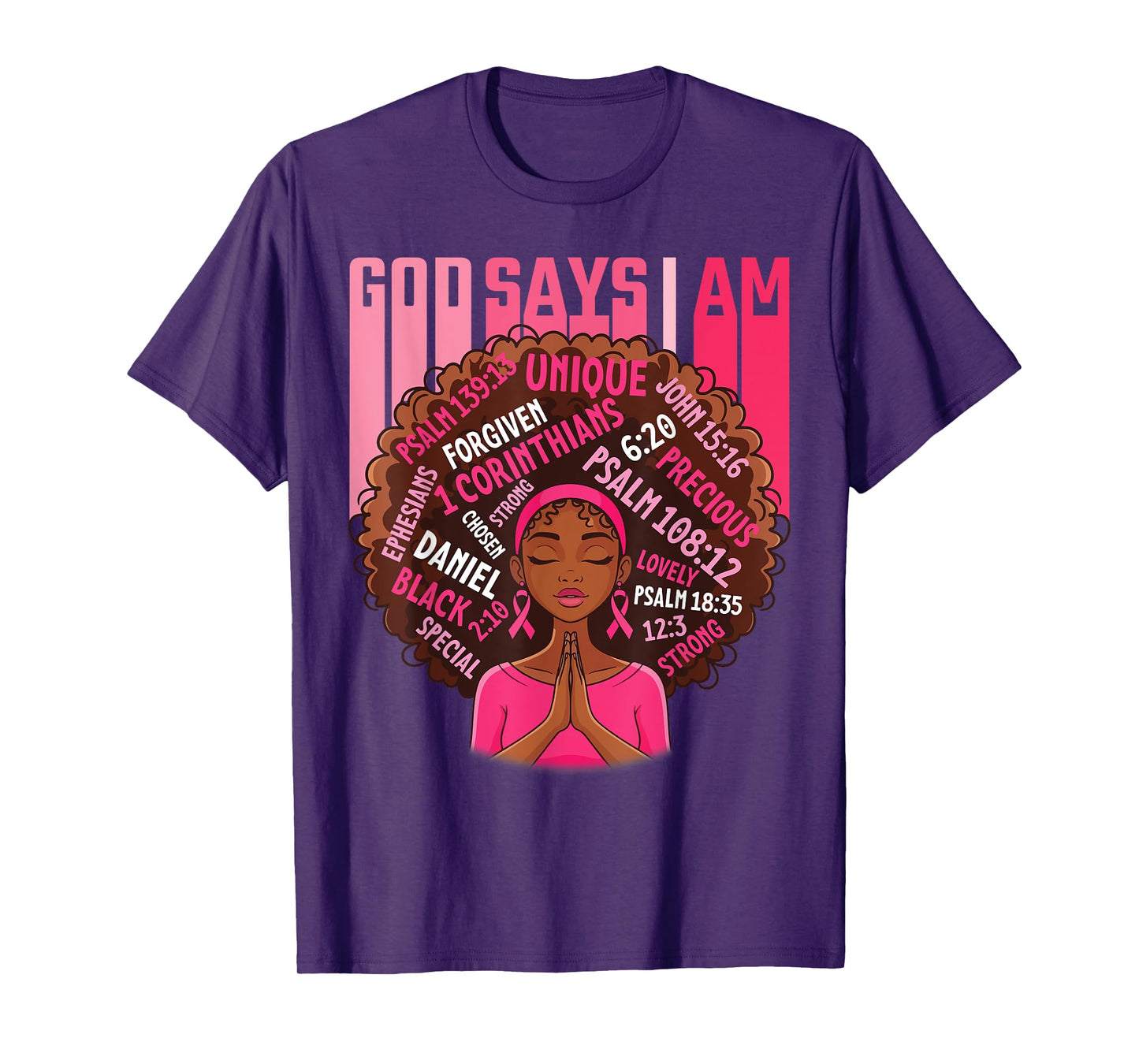 Cute Girl God Says I'm Blessed Survivor Breast Cancer Prayer T-Shirt