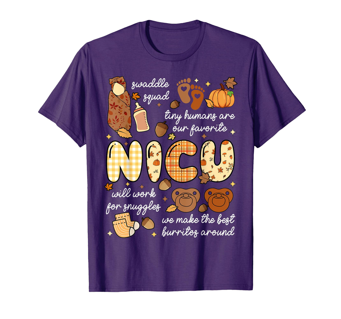 Fall Autumn Thankful Neonatal ICU Nurse Nursing Girls Women T-Shirt