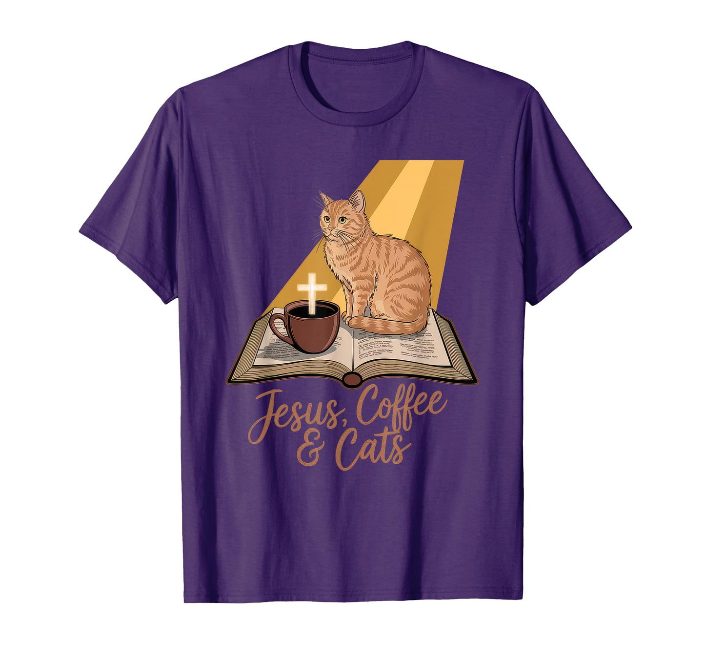Jesus Coffee Cats Funny Cute Design Jesus Lovers Christian T-Shirt