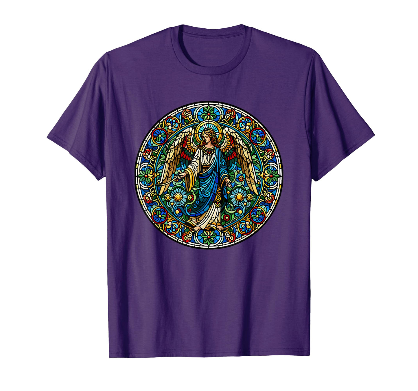 Stained Glass Saint Archangel Raphael T-Shirt