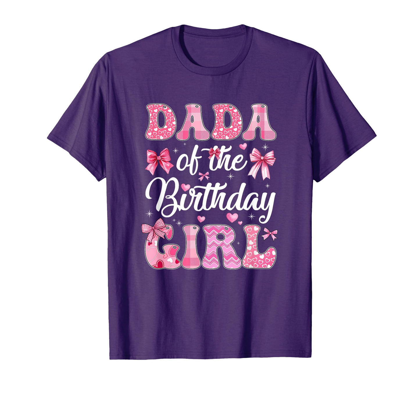 Dada Of The Birthday Girl Family Pink Coquette Bow T-Shirt