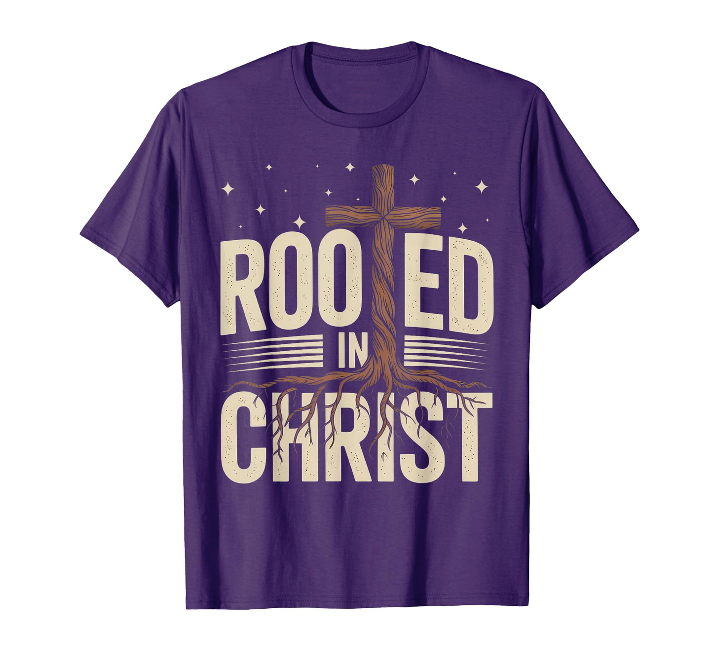 Rooted In Christ Jesus Cross Christian Faith Religious T-Shirt