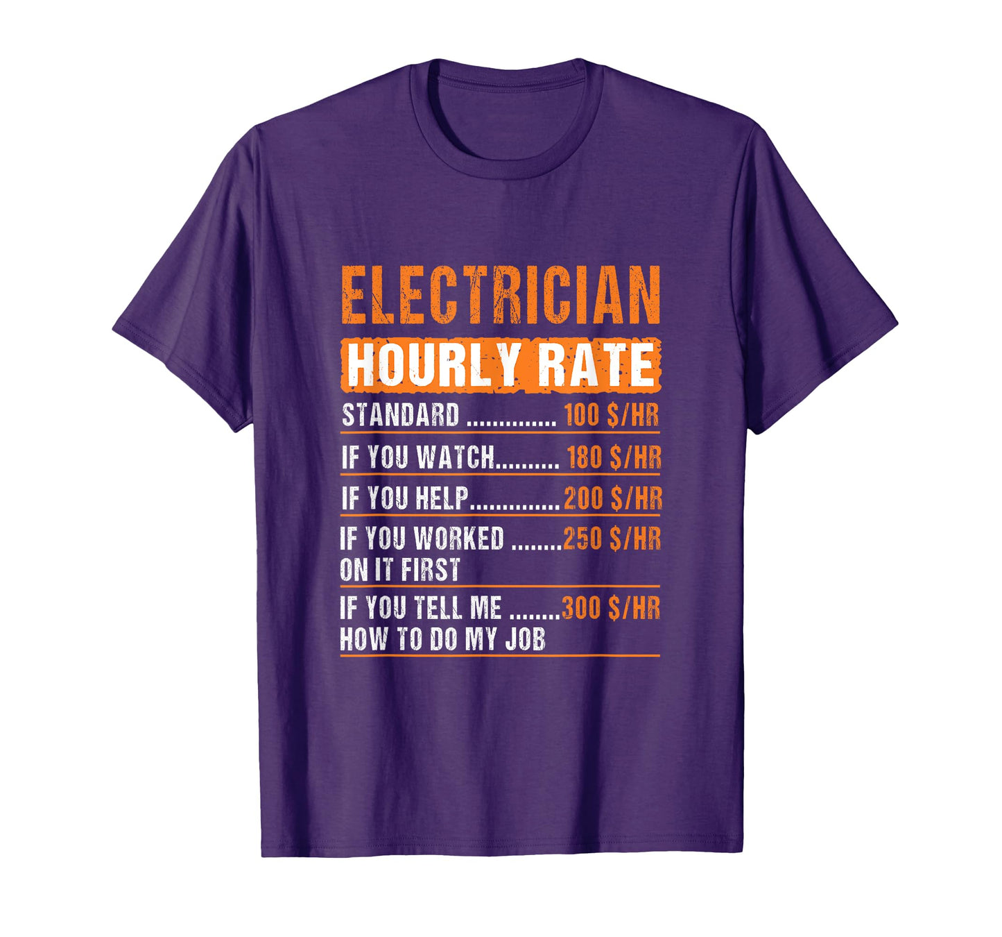 Electrician Hourly Rate Funny Electricians Quote Men Women T-Shirt