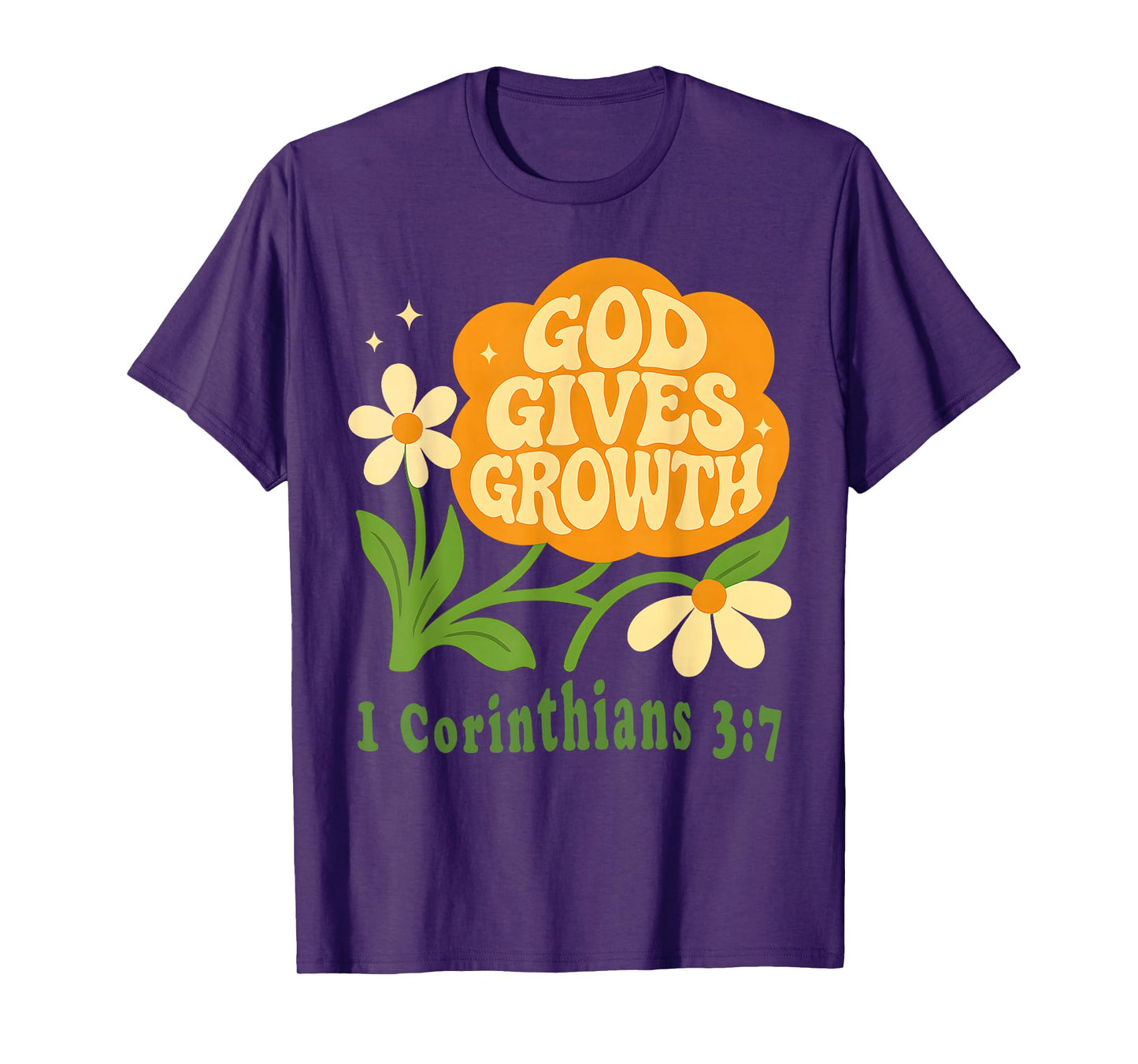 Boho Christian Flower God Growth 1 Corinthians 3 7 Verse T-Shirt