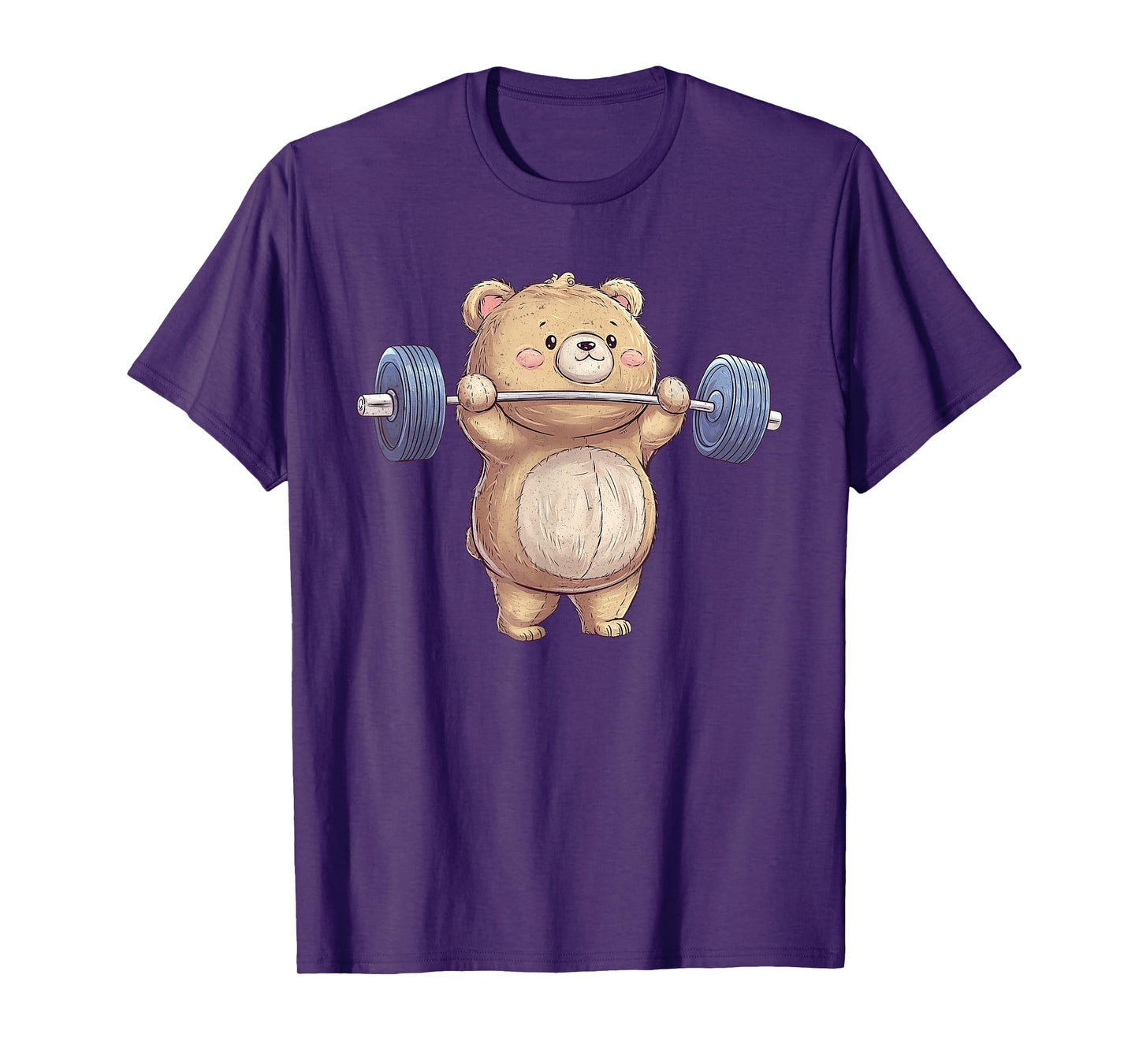 Cute Teddy Bear Lifting Weights Gym Workout Animal T-Shirt