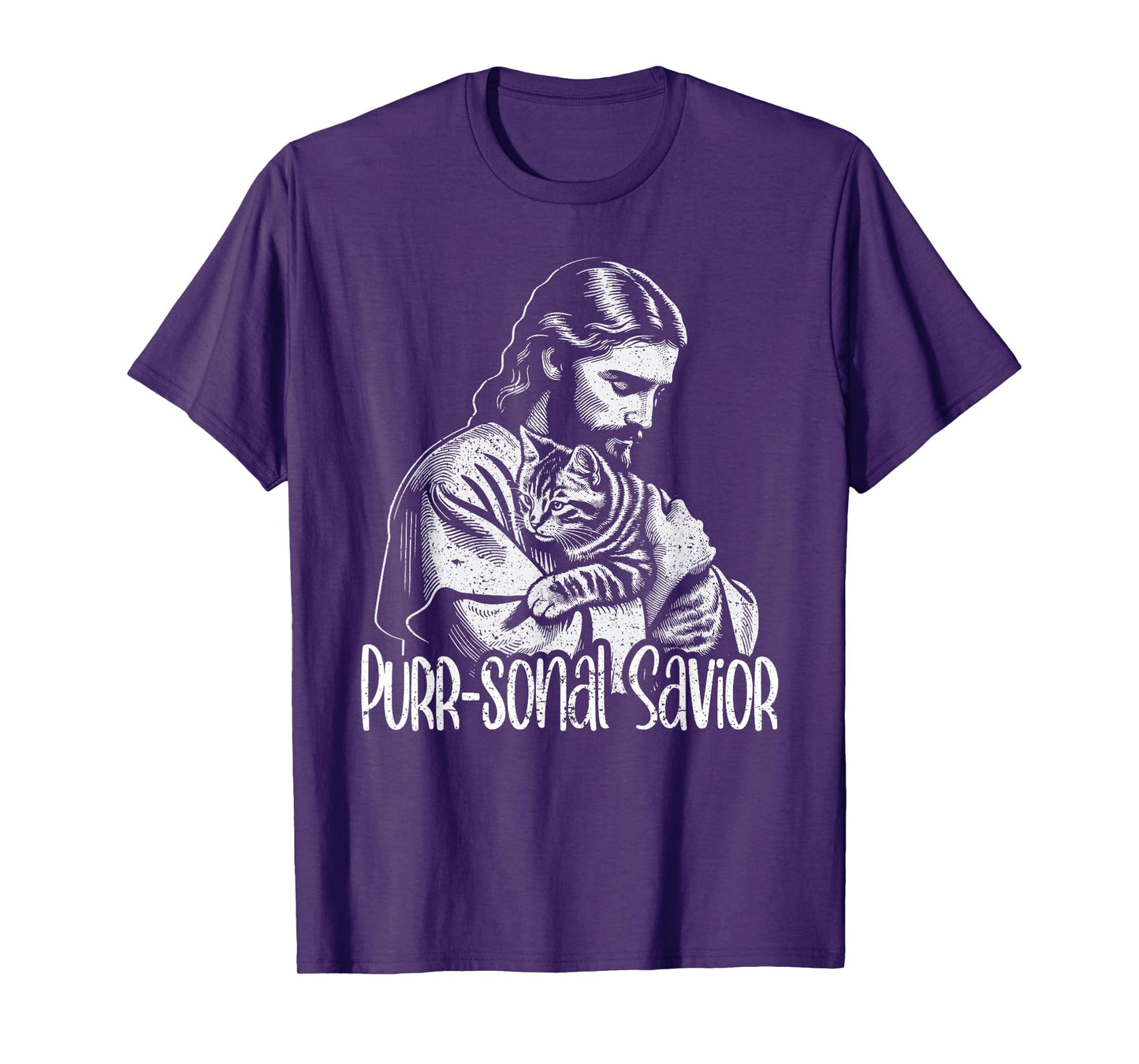 Purr-sonal Savior Jesus Loves Cats Christian Faith T-Shirt
