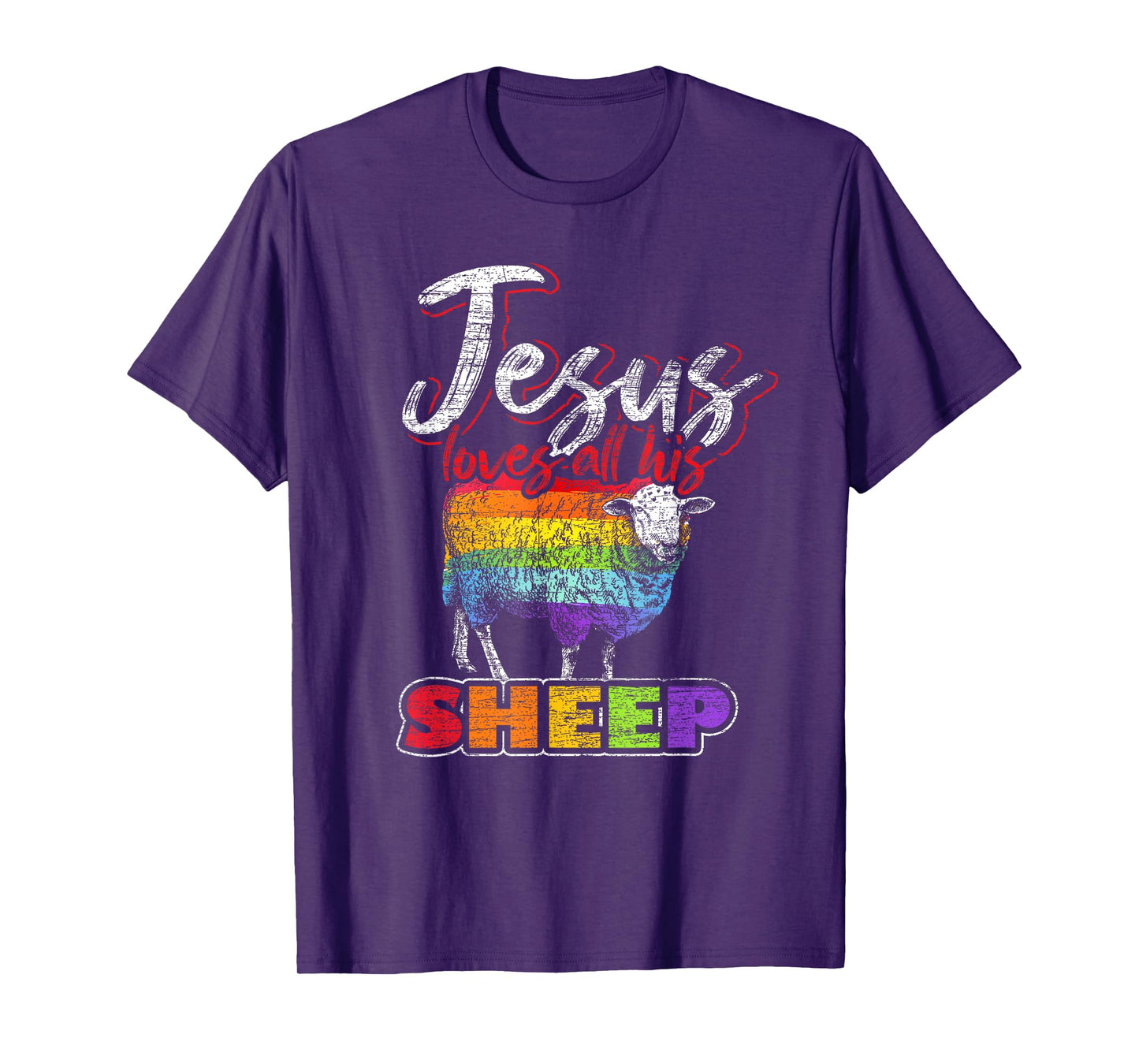 Jesus Loves All His Sheep Rainbow Flag LGBT Pride Jesus T-Shirt