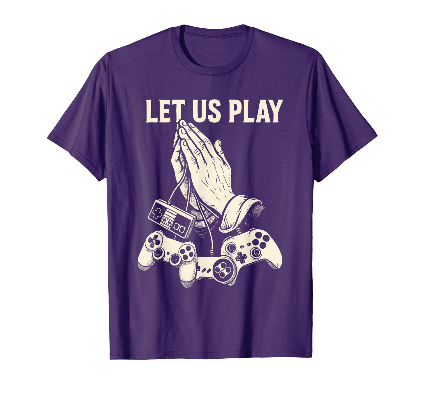 Funny Gamer Pun Praying Hands Video Game Humor Retro Console T-Shirt