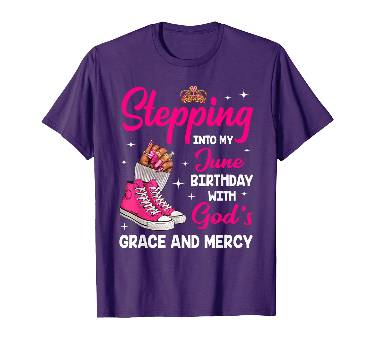 Stepping Into My June Birthday Afro Woman Melanin Queen T-Shirt