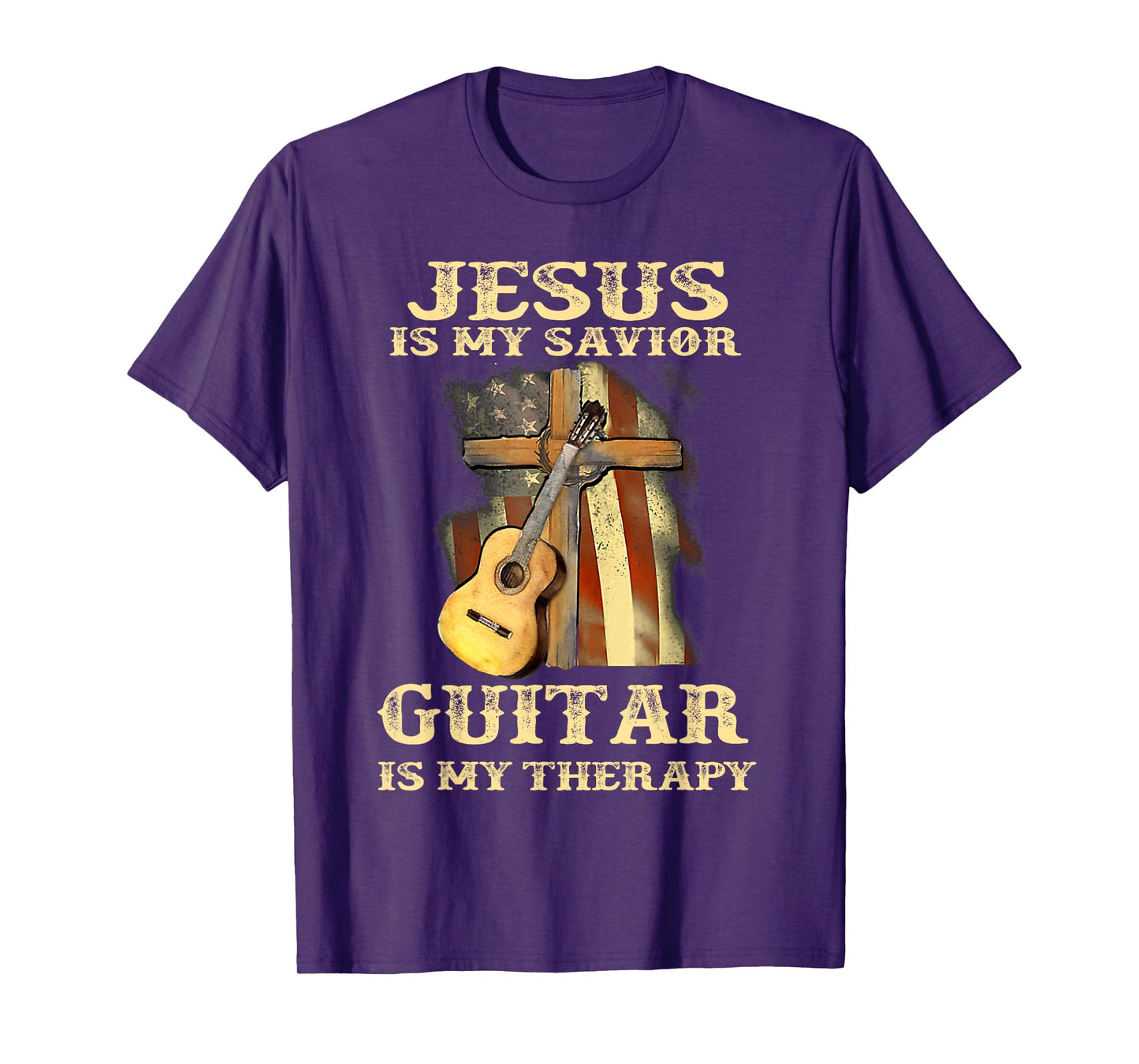 Jesus Is My Savior Guitar Is My Therapy Funny Christian T-Shirt