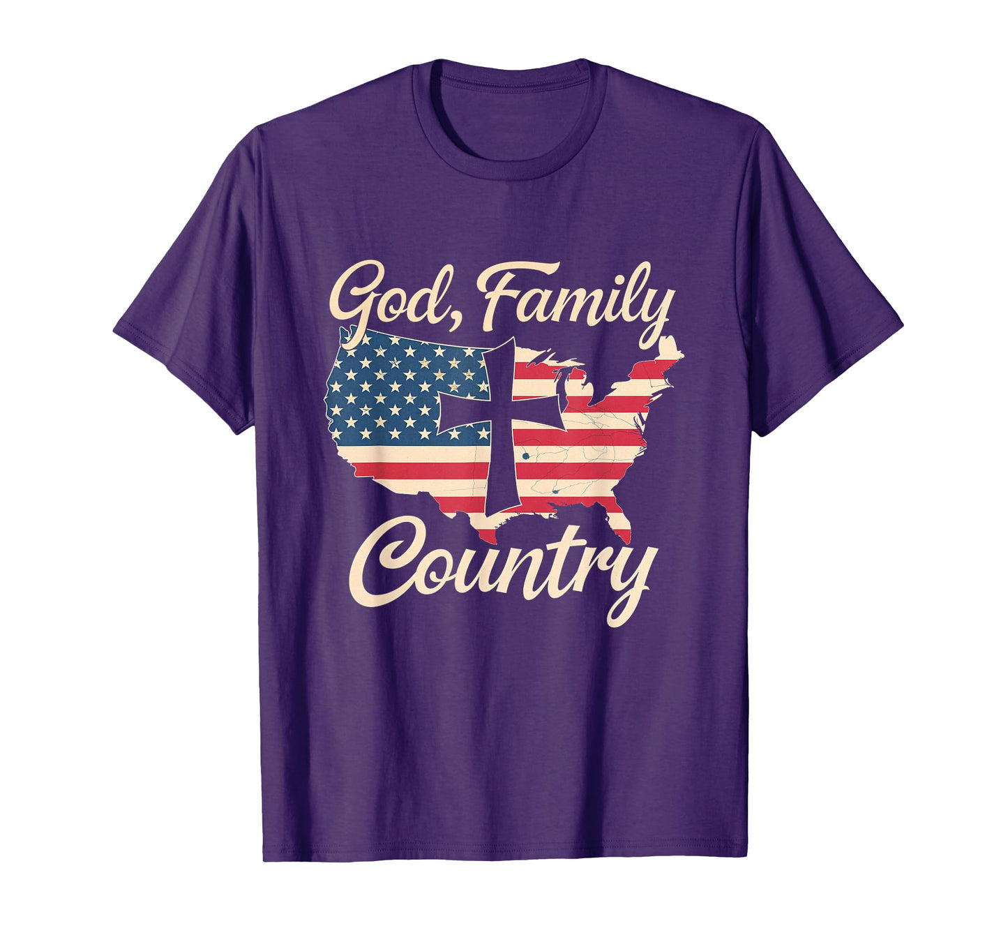 God Family Country Christian America Patriot Cross T-Shirt