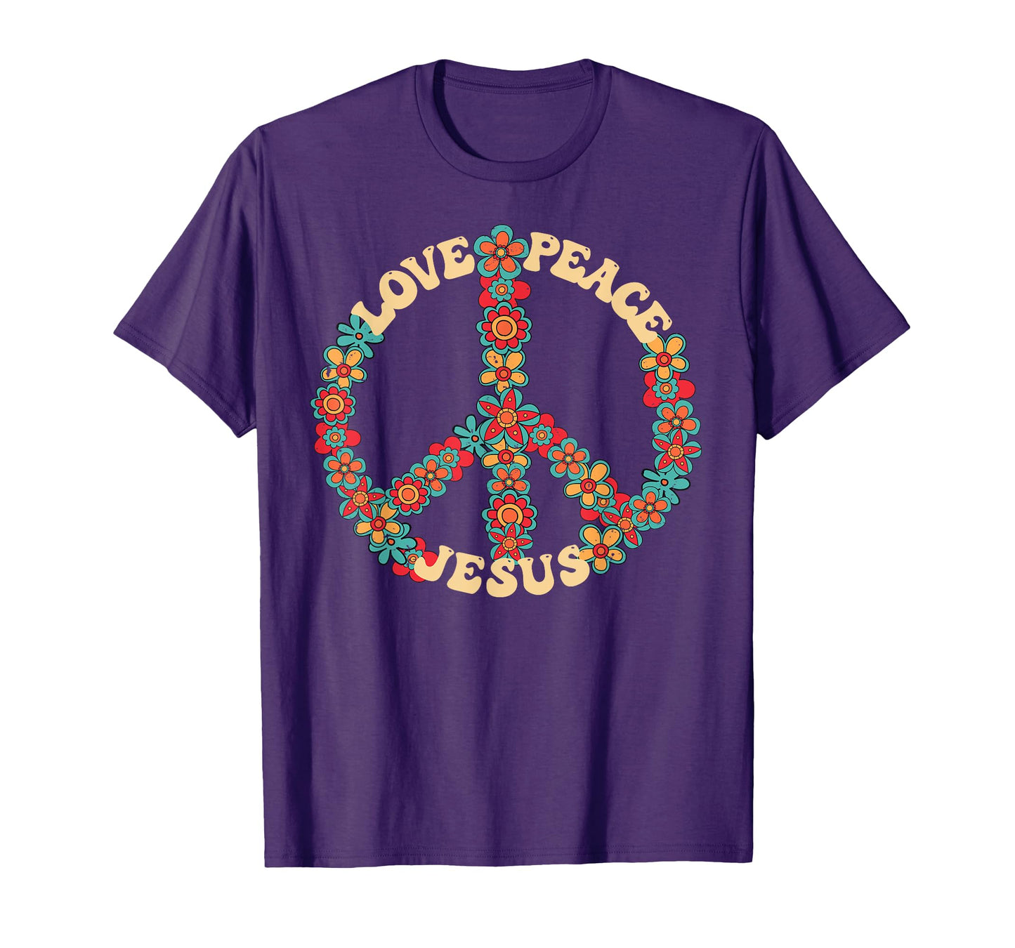 Love peace Jesus christian fun 60s 70s Costume Groovy Hippie T-Shirt