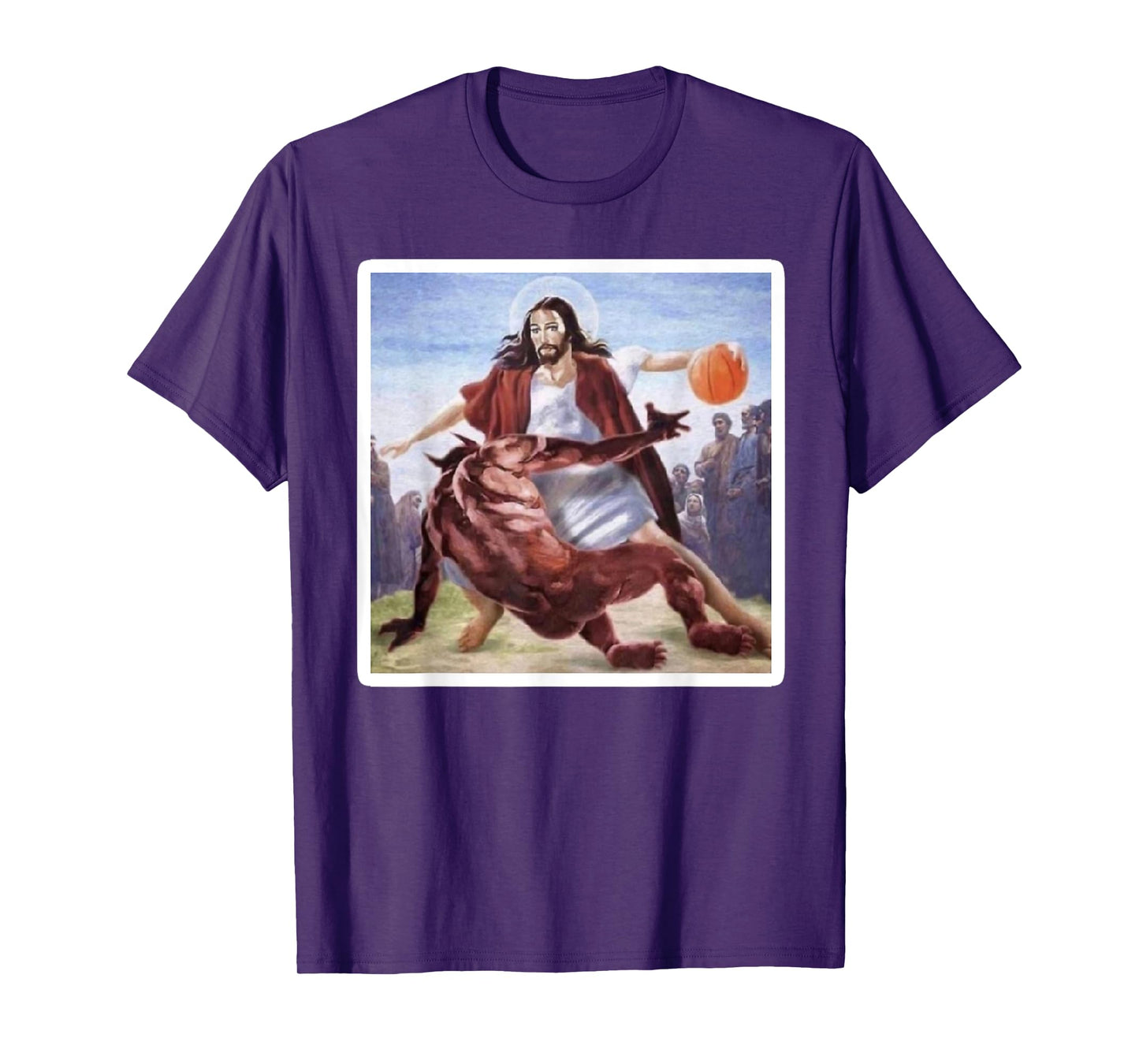 Jesus Crossing Up Satan Basketball T-Shirt