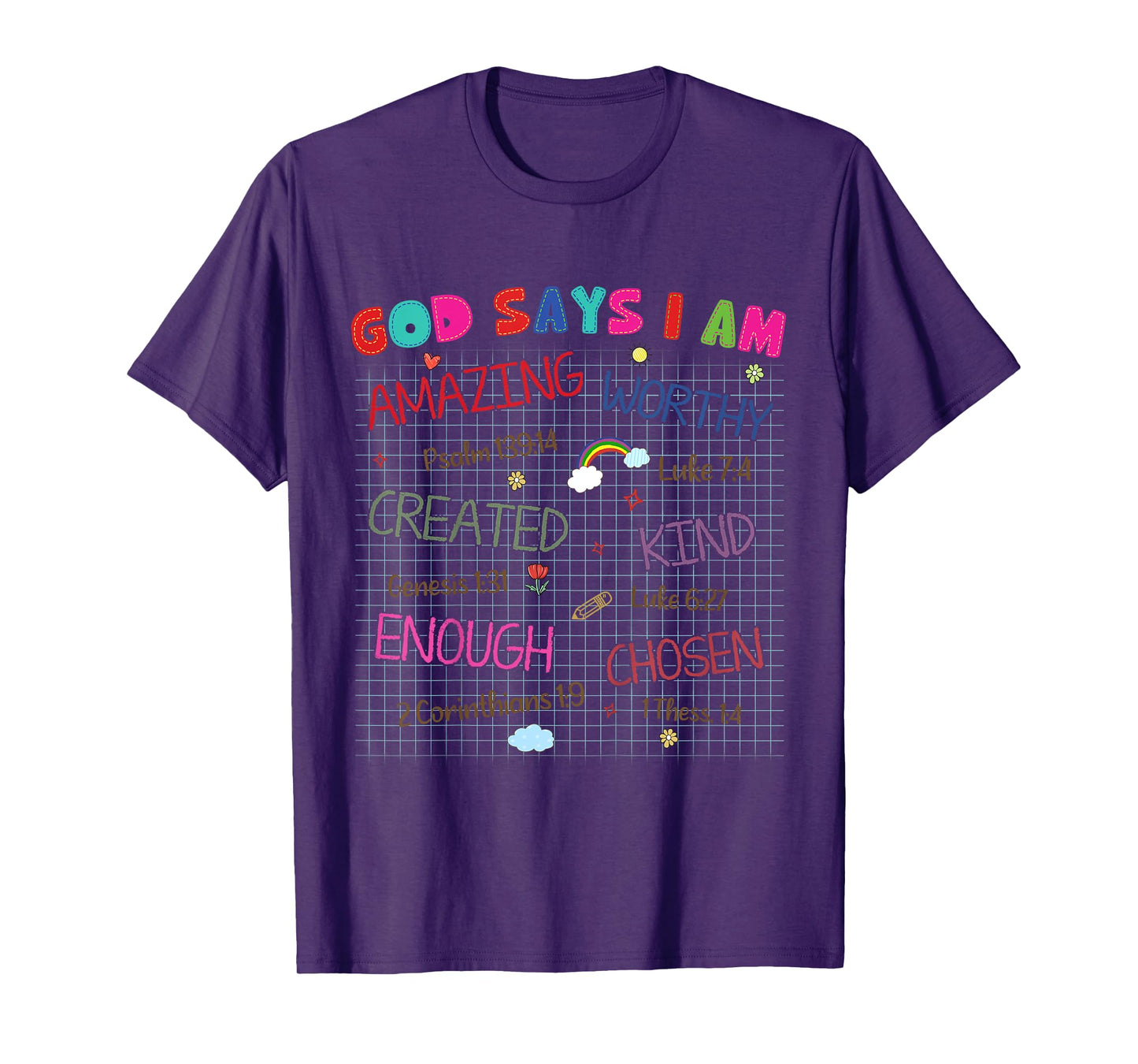 Kids God Says I Am Crayon Drawing Funny Bible Christian Girls T-Shirt