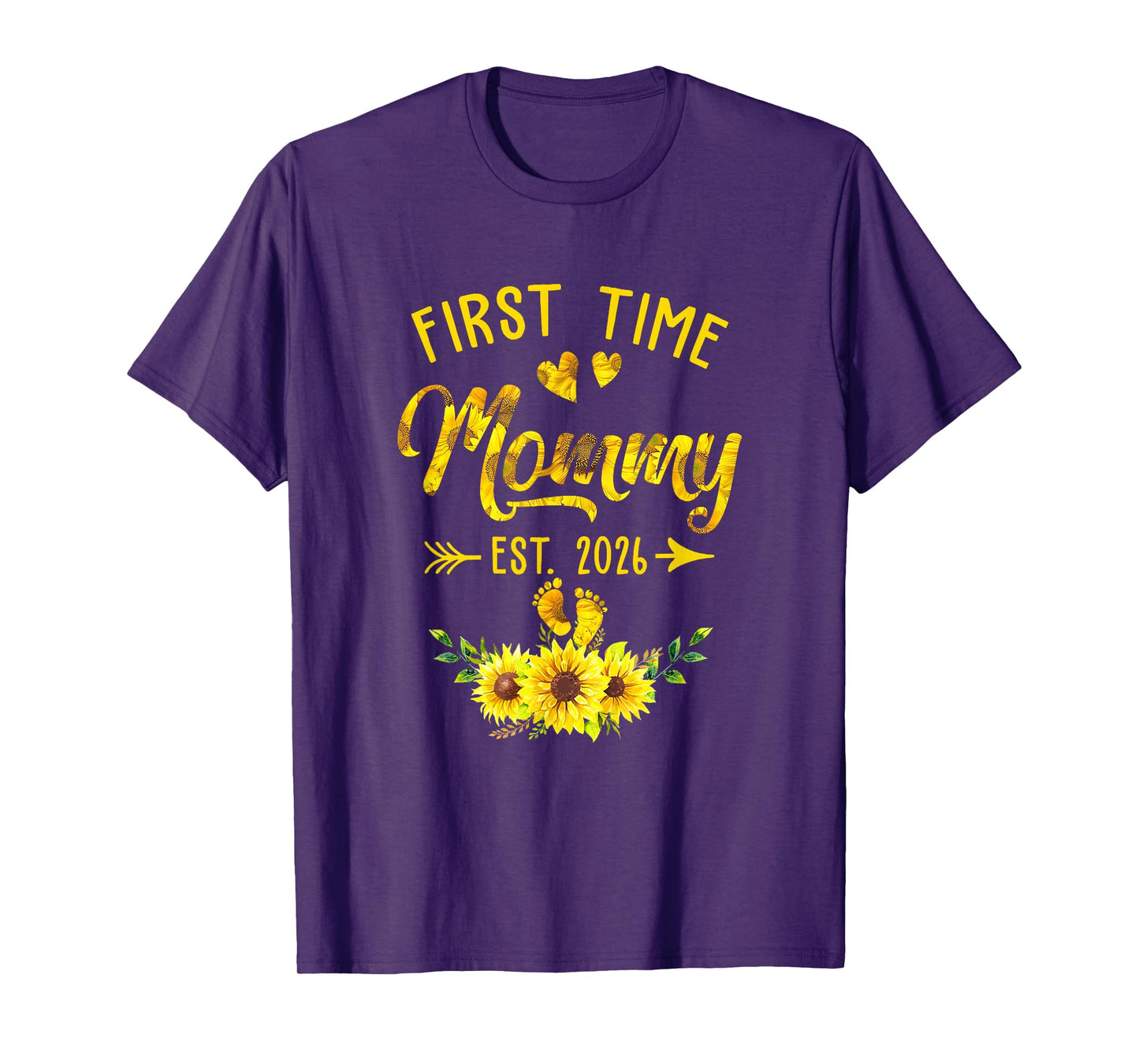 First Time Mommy Est 2026 Sunflower Promoted To Mommy T-Shirt