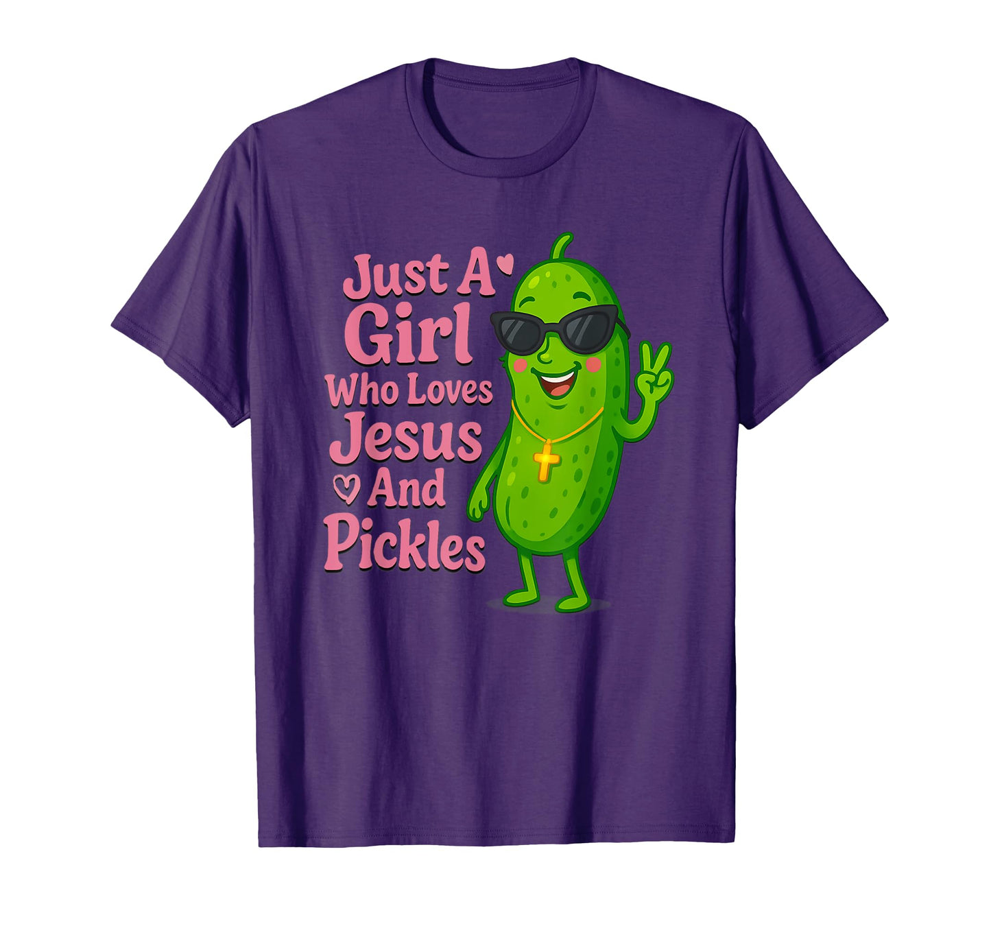 Funny Christian Just A Girl Who Loves Jesus And Pickles T-Shirt