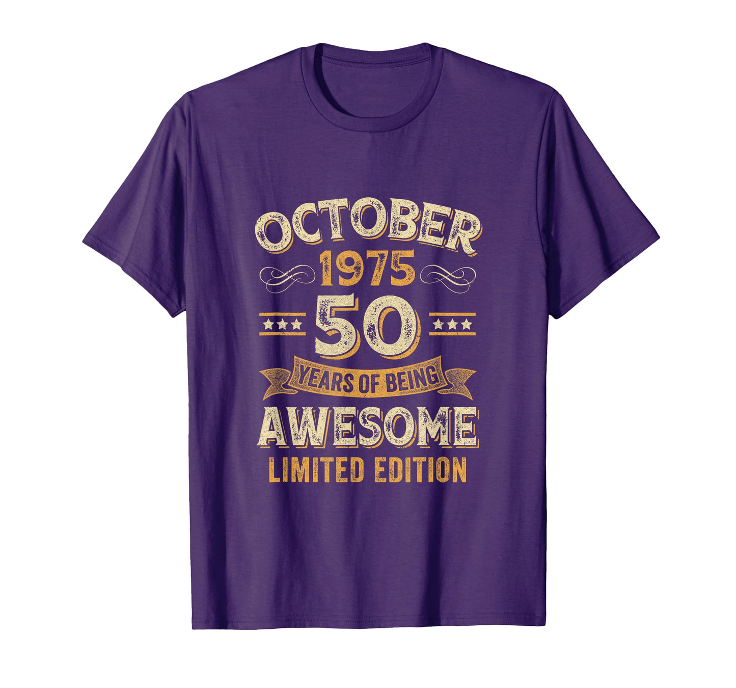 50 Years Awesome Vintage October 1975 50Th Birthday T-Shirt