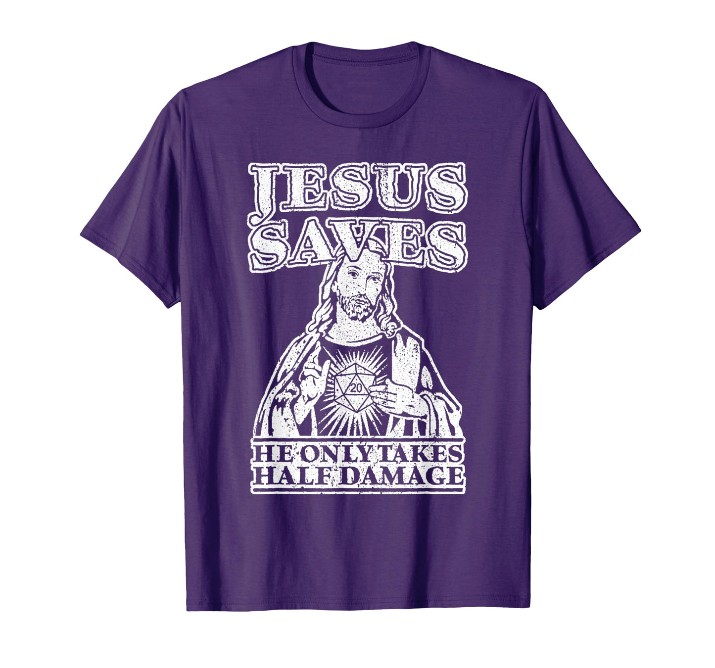 Vintage Funny Jesus Saves He Only Takes Half Damage Faith T-Shirt