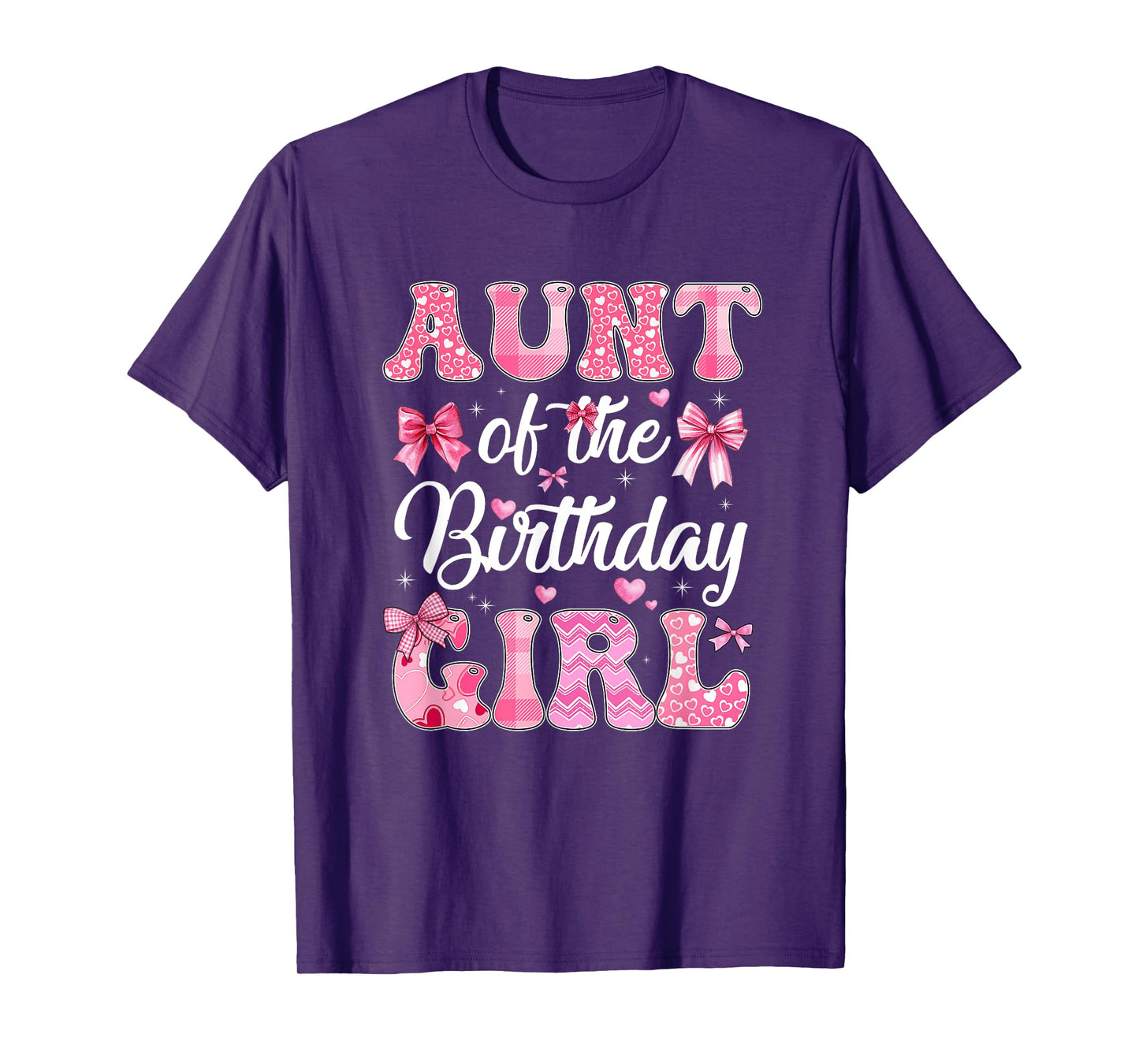 Aunt Of The Birthday Girl Family Pink Coquette Bow T-Shirt