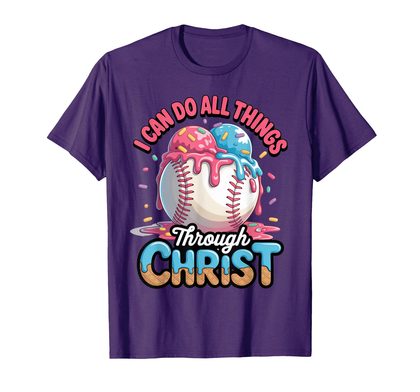 Ice Cream Drip Baseball Stuff Philippians 4:13 Jesus Boys T-Shirt