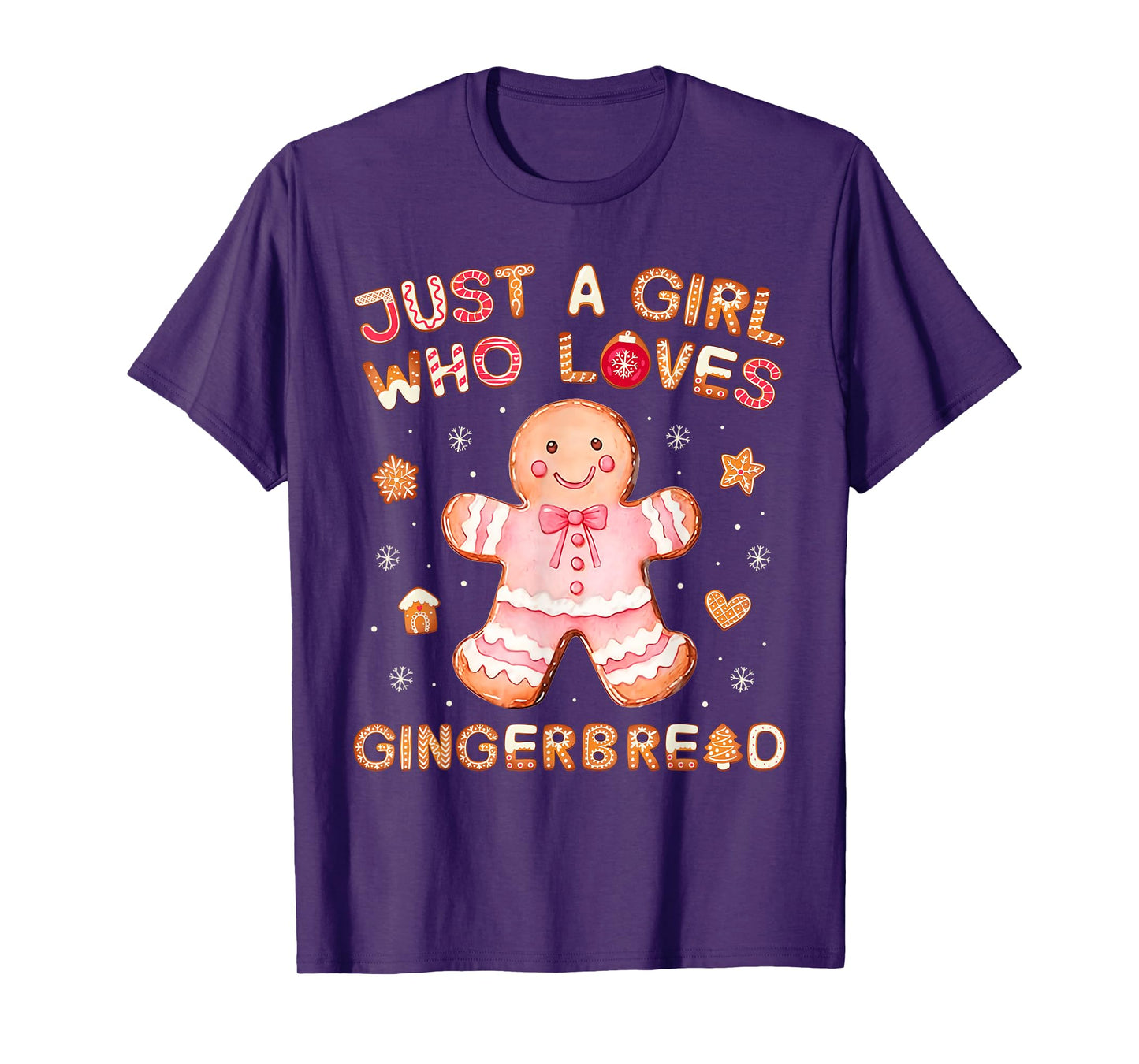 Just A Girl Who Loves Gingerbread Man Funny Christmas Womens T-Shirt