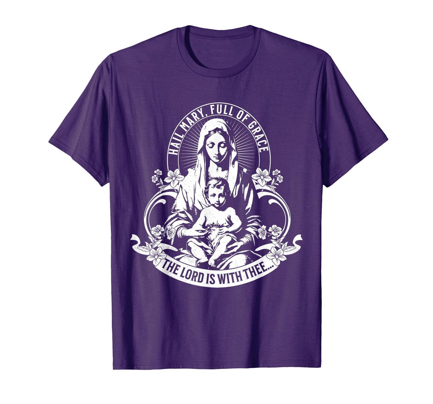 Our Blessed Mother Catholic Rosary Hail Mary Full of Grace T-Shirt