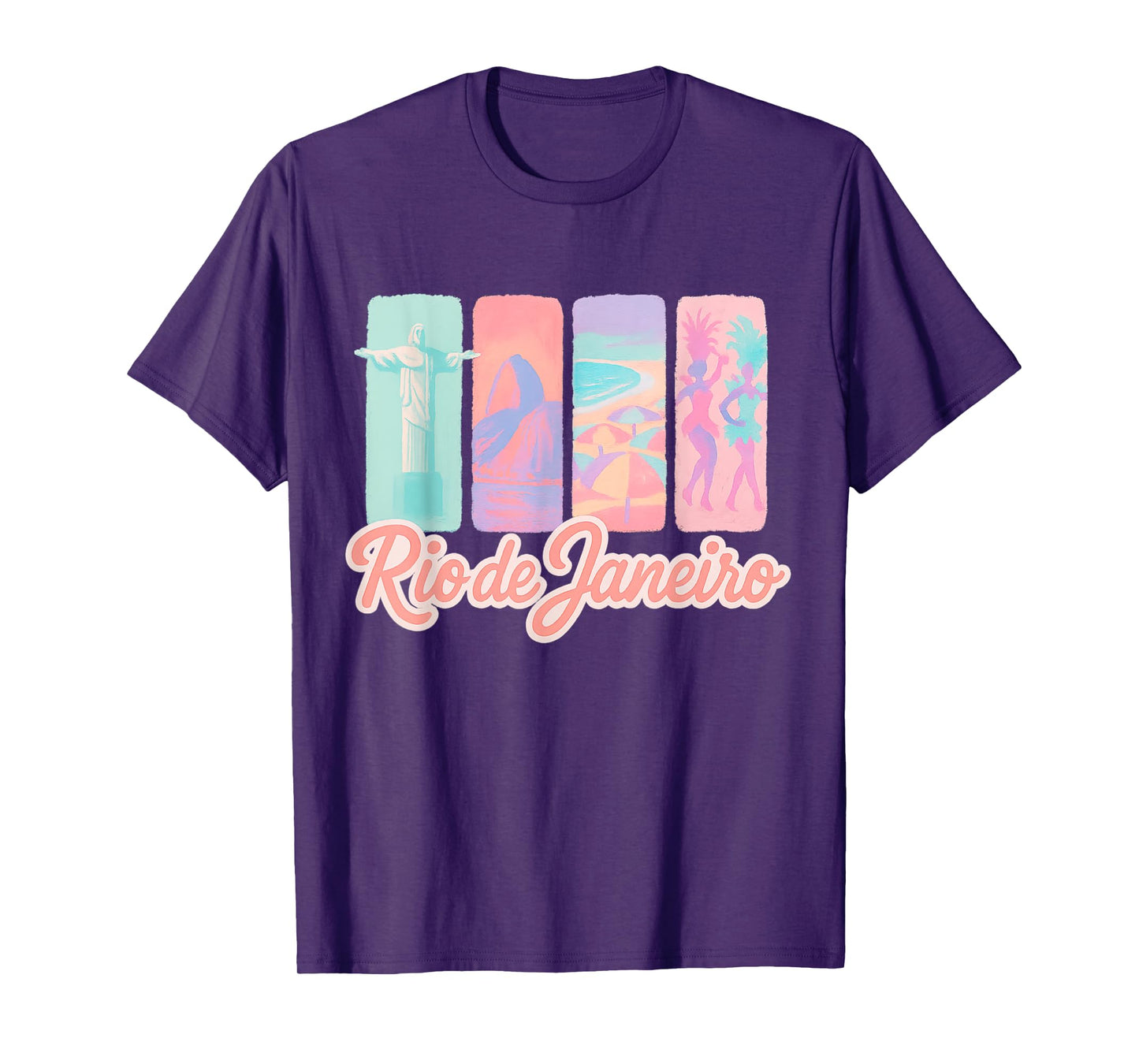 Rio de Janeiro Pastel Brushstroke Landmarks Travel Art T-Shirt